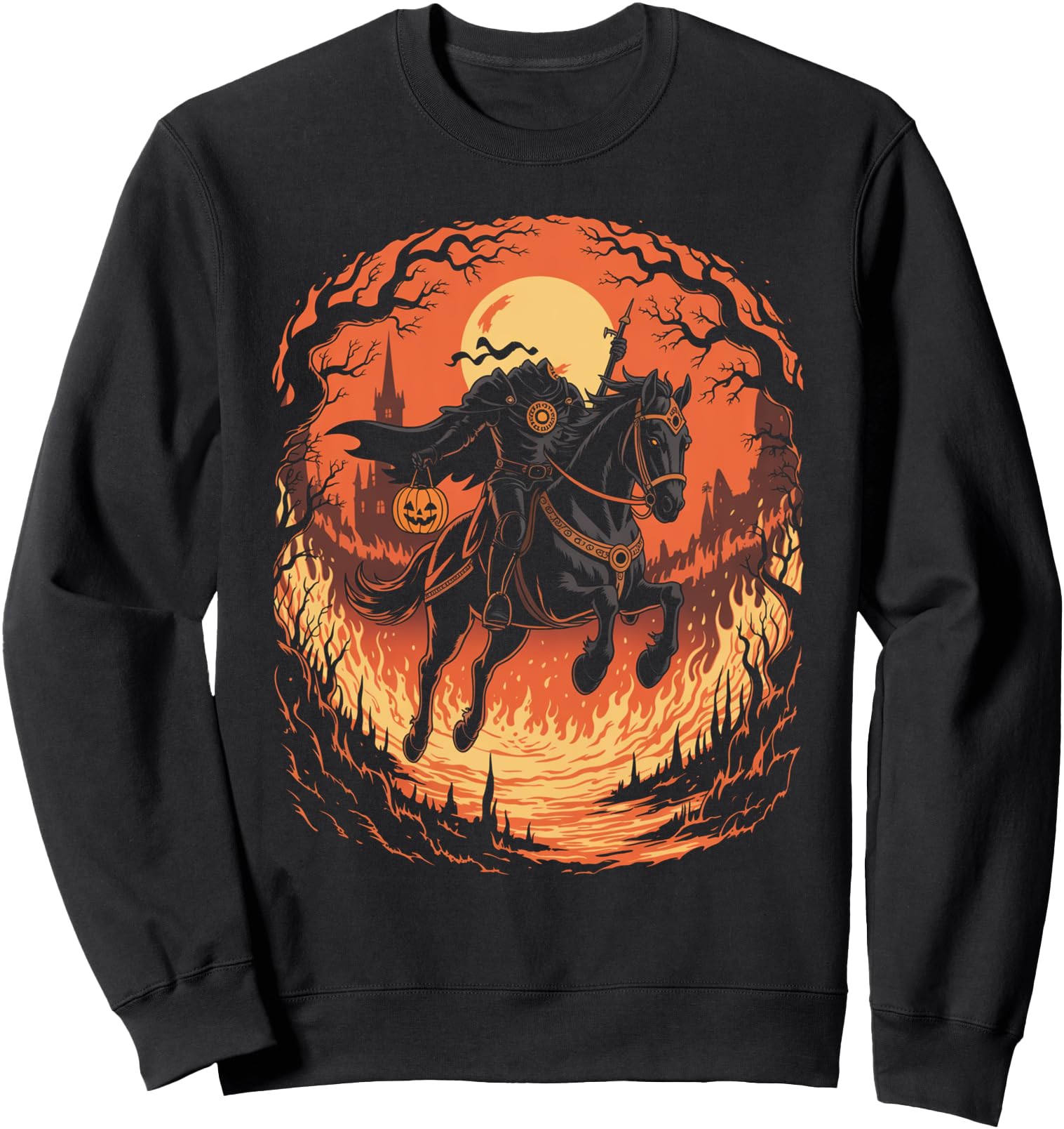 Scary Pumpkin Headless Horseman Halloween Sweatshirt