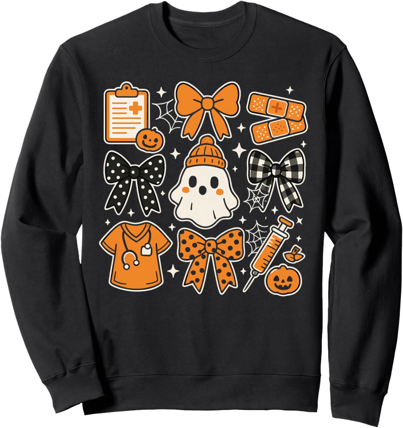 Nurse Supplies Ghost Coquette Bow Pumpkin Halloween vibes Sweatshirt