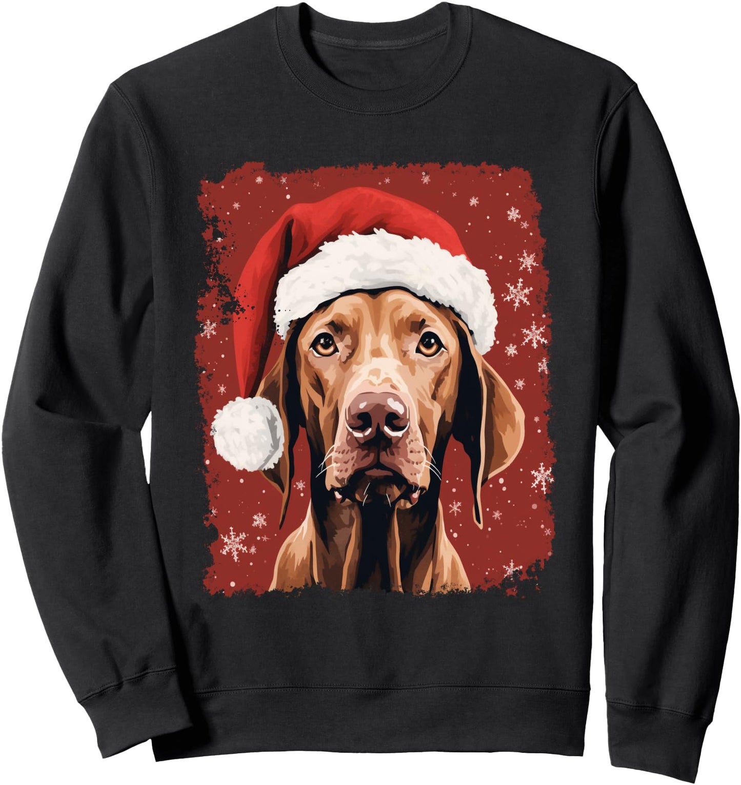 DoggoUnleashed Clothing Vizsla Christmas Sweatshirt - Unisex Adult, Black, Small
