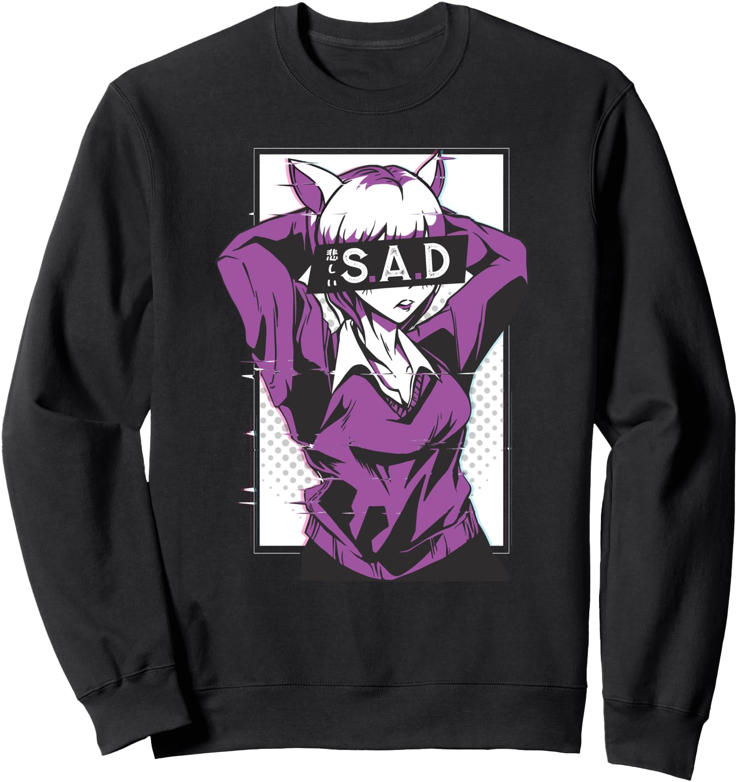Anime Sad Girl Club Illustration - Japanese Woman Image Sweatshirt