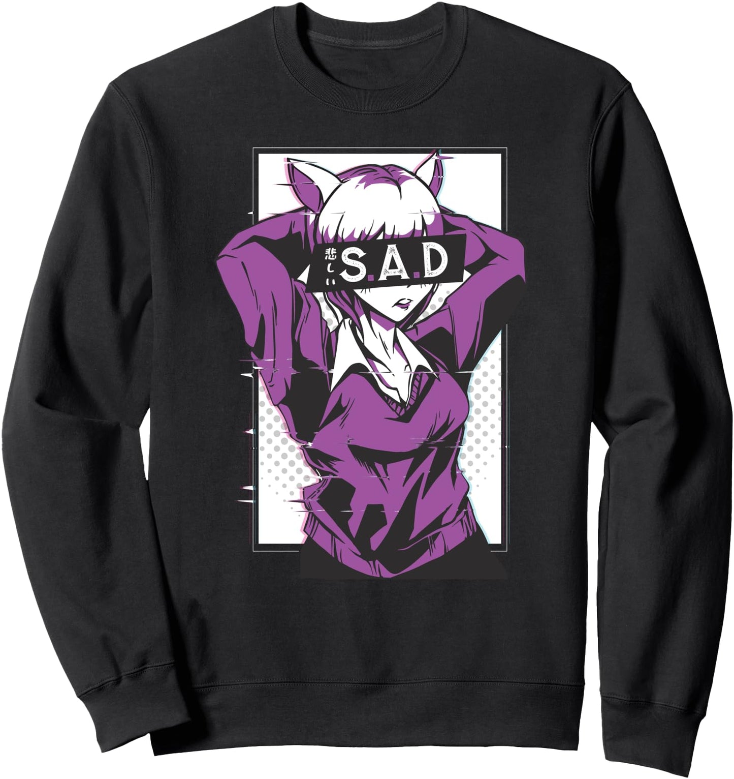 Anime Sad Girl Club Illustration - Japanese Woman Image Sweatshirt