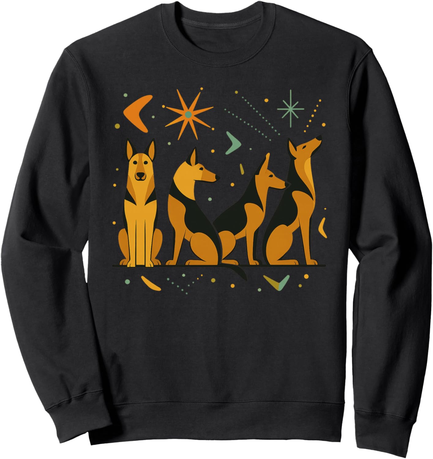 Mid Century Modern Atomic German Shepherd Vintage Dog Sweatshirt