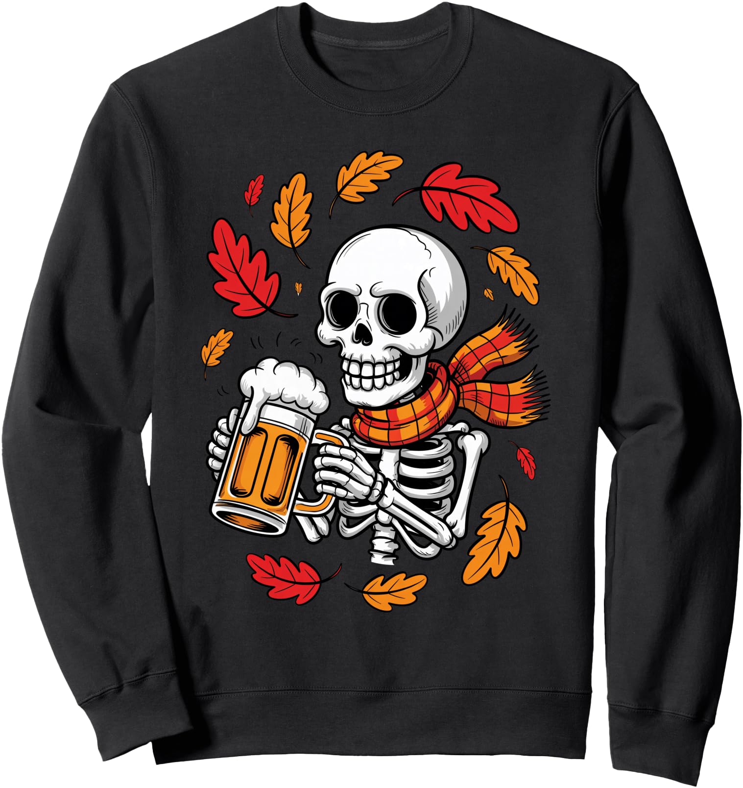 Skeleton Drinking Beer Funny Halloween Autumn Fall Costume Sweatshirt