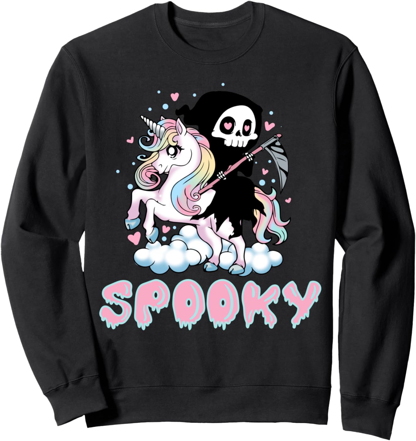 Kawaii Creepy Cute Pastel Goth Aesthetic Unicorn Spooky Pink Sweatshirt