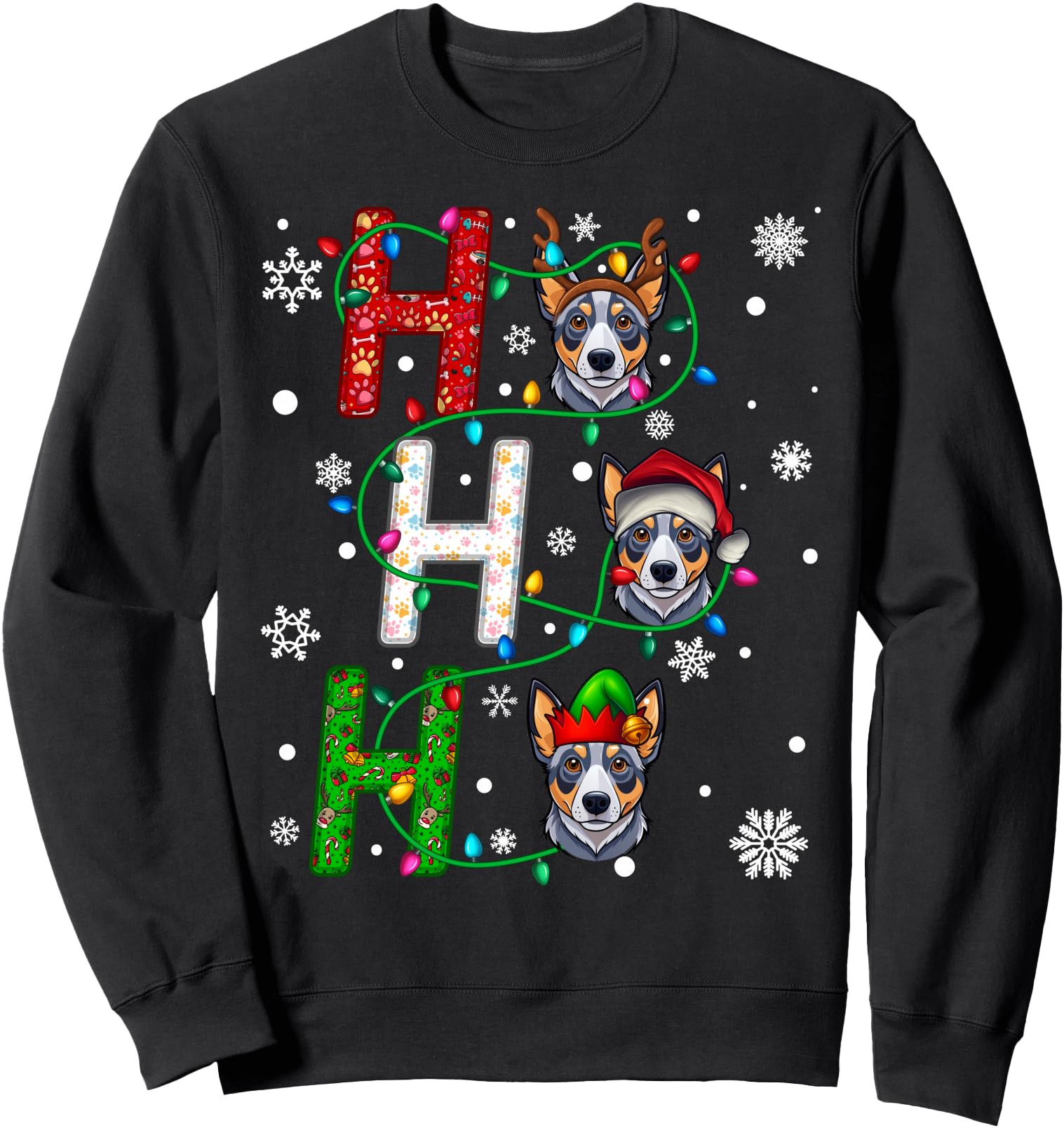 Santa Hat Ho Ho Ho Family Christmas Blue Heeler Dog Xmas Sweatshirt