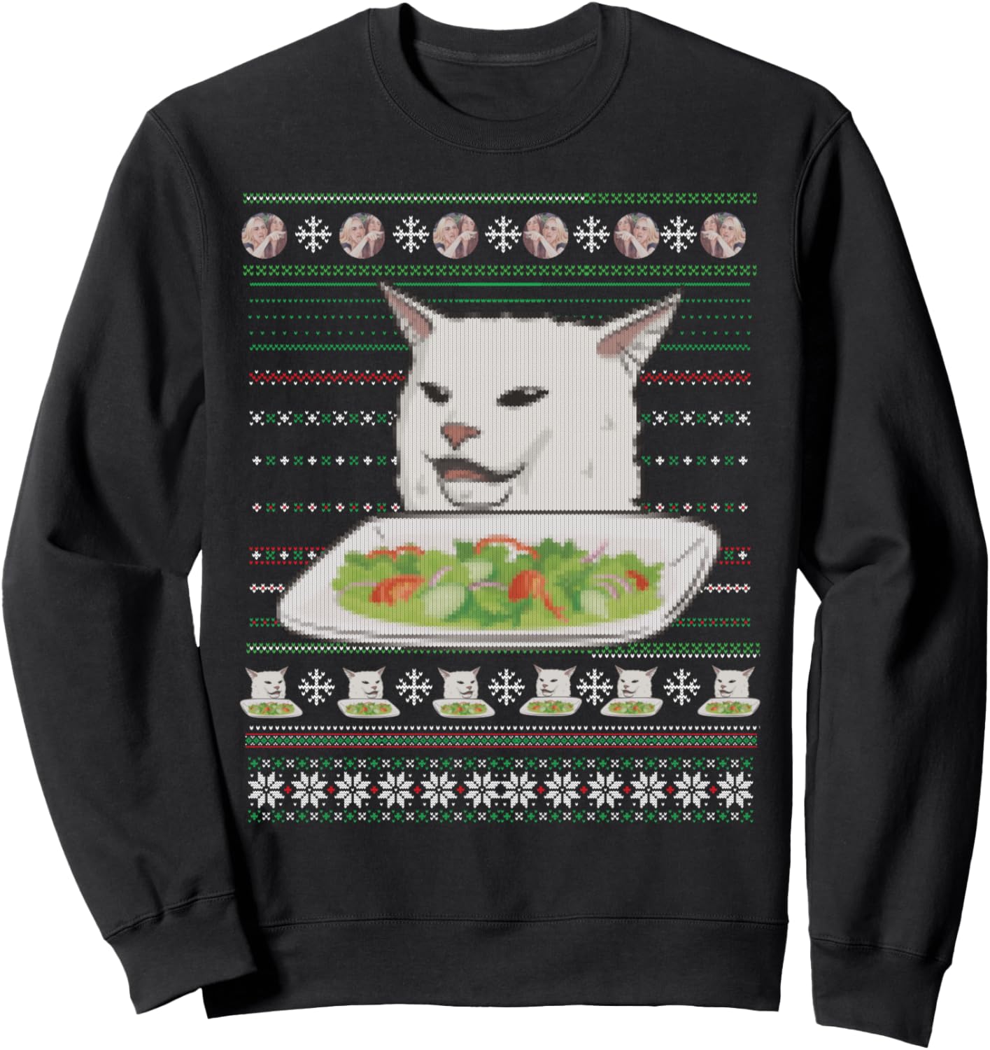 woman yelling at Smudge the Cat Meme ugly sweater Sweatshirt