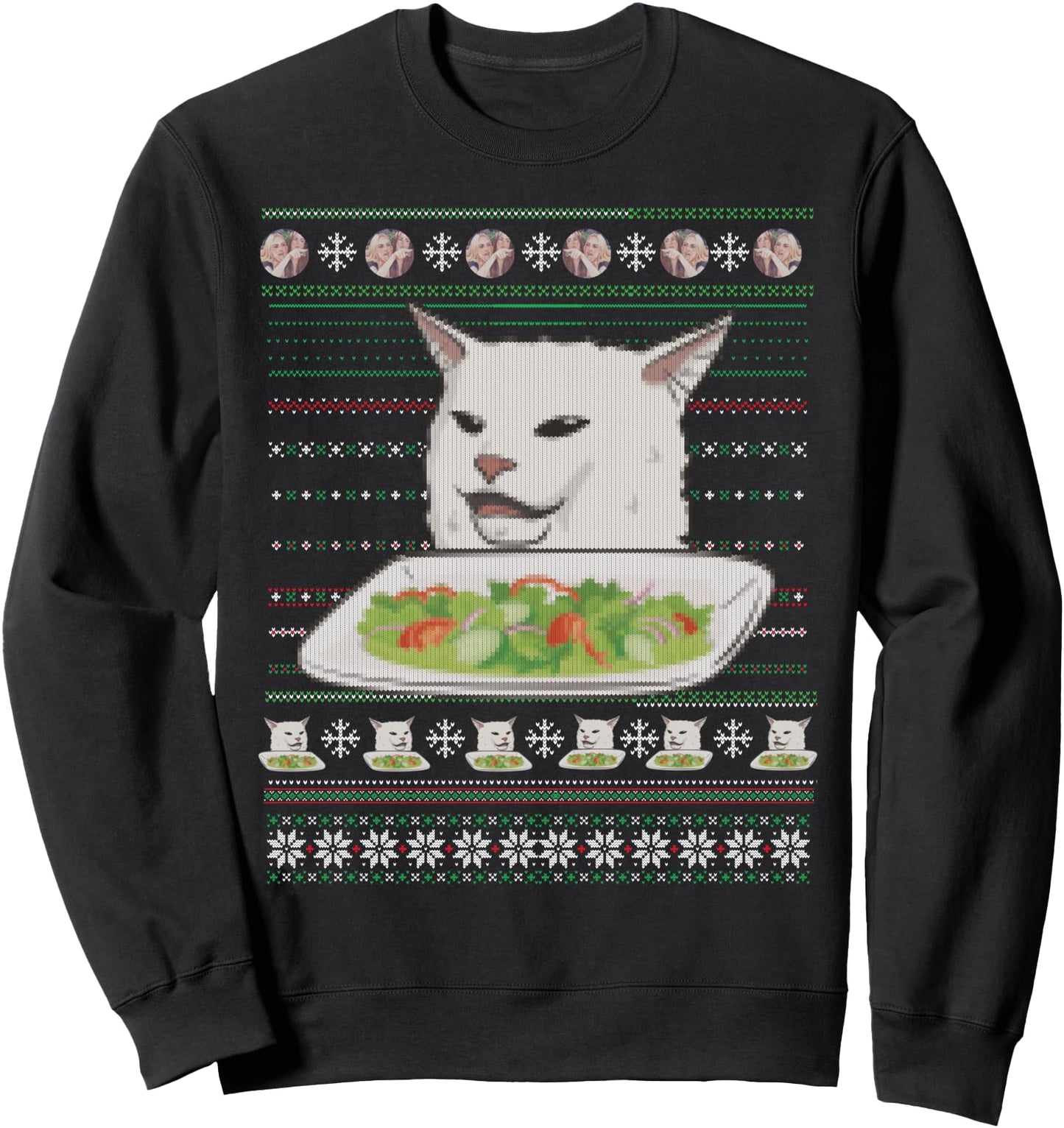 woman yelling at Smudge the Cat Meme ugly sweater Sweatshirt