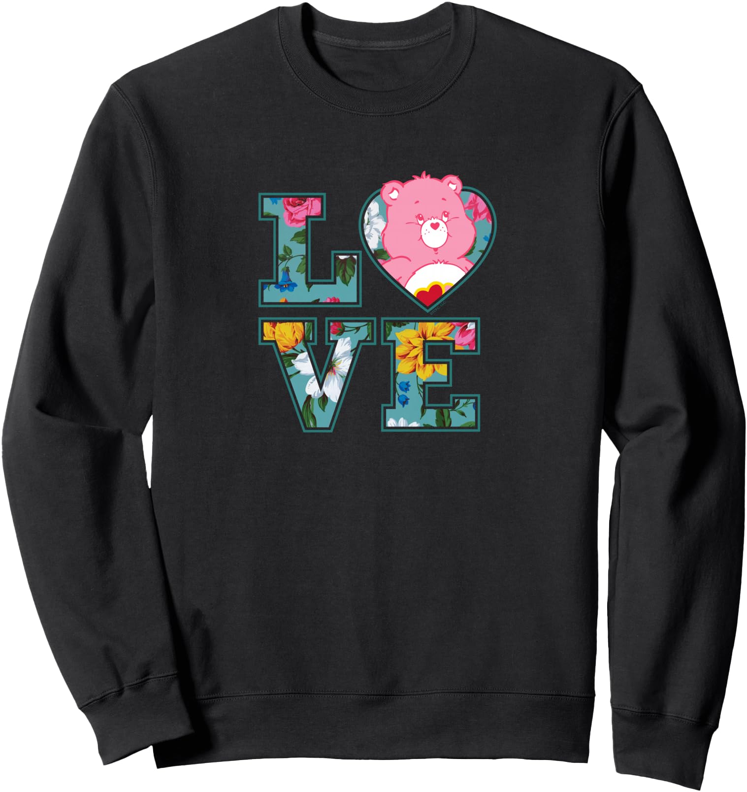 Care Bears Love Floral Block Letters Cute Cartoon Sweatshirt