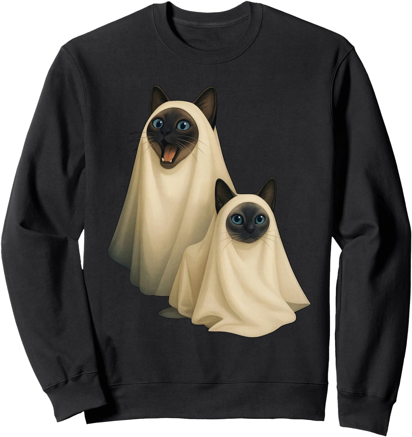 Ghost Siamese Cat Kitten Funny Halloween Cat Meme Sweatshirt