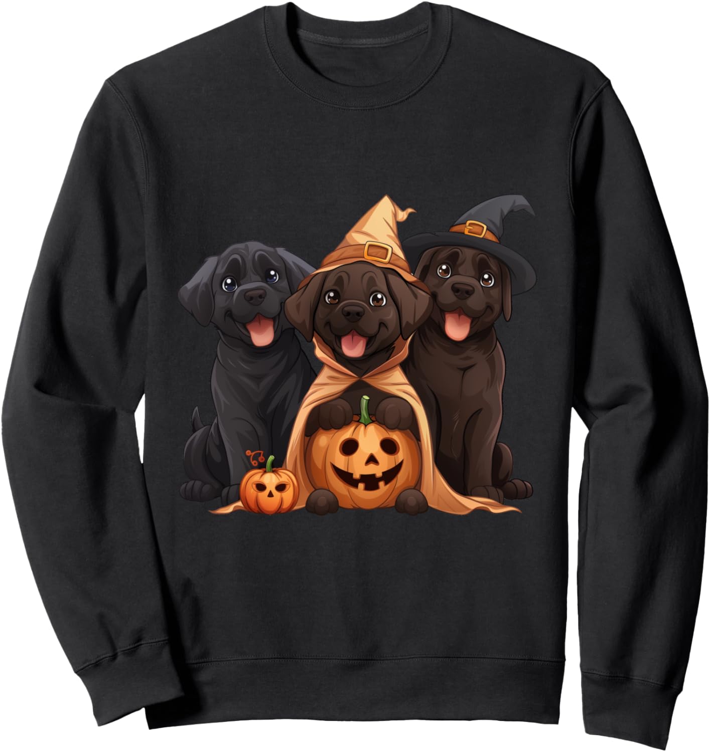 Cute Halloween Chocolate Lab Dogs Labrador Retriever Pumpkin Sweatshirt