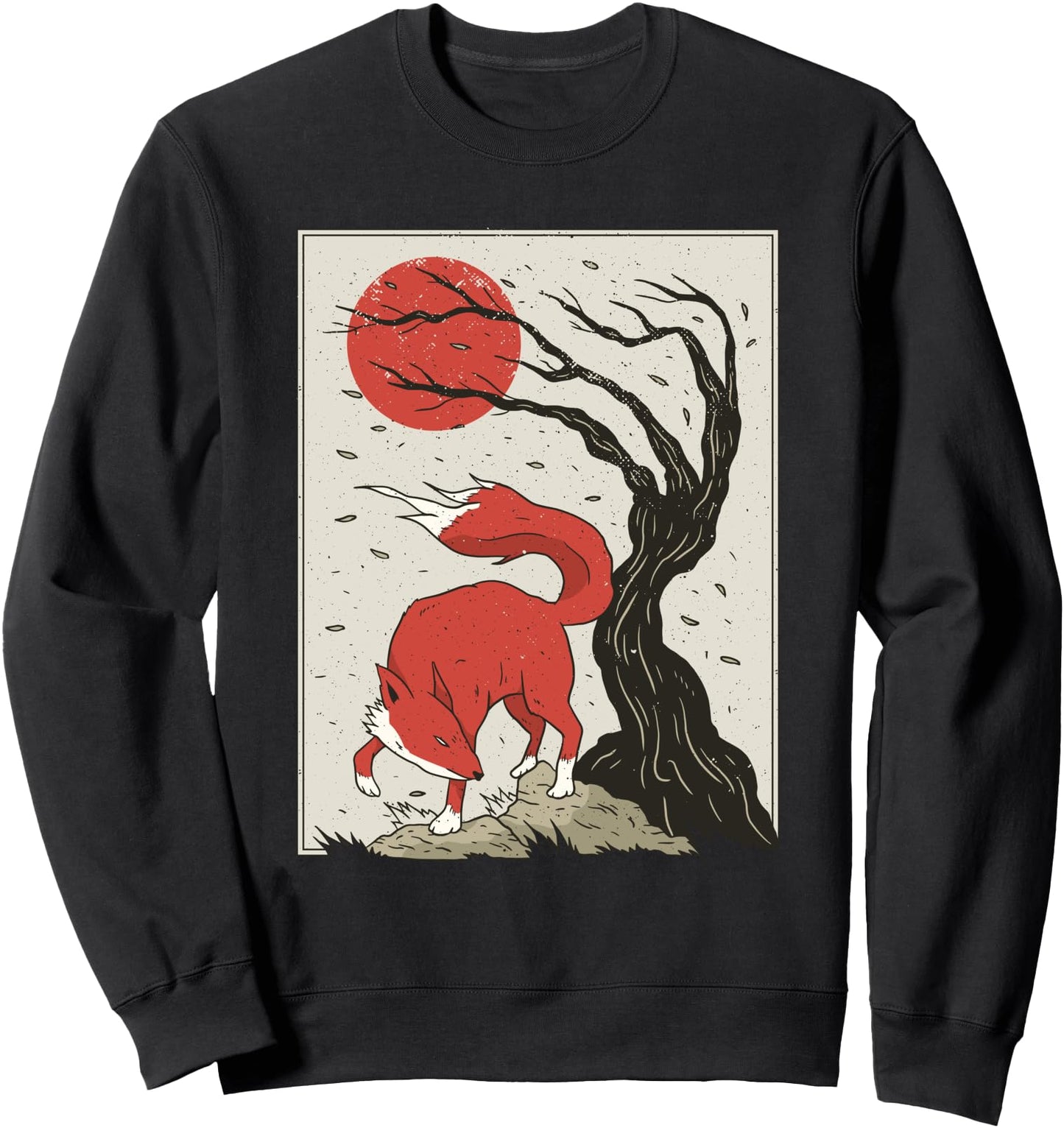 Fox in Windy Landscape l Japanese Retro Art Graphic Sweatshirt