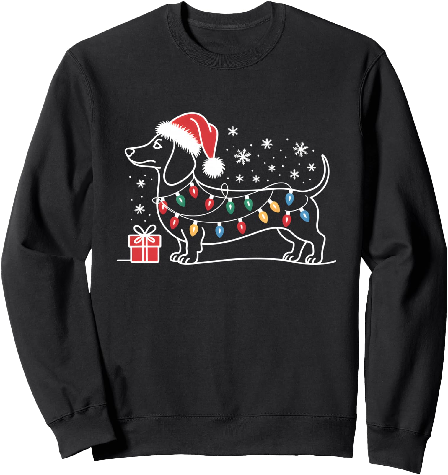 Dachshund Christmas Lights Santa Hat Xmas Dog Lover Sweatshirt