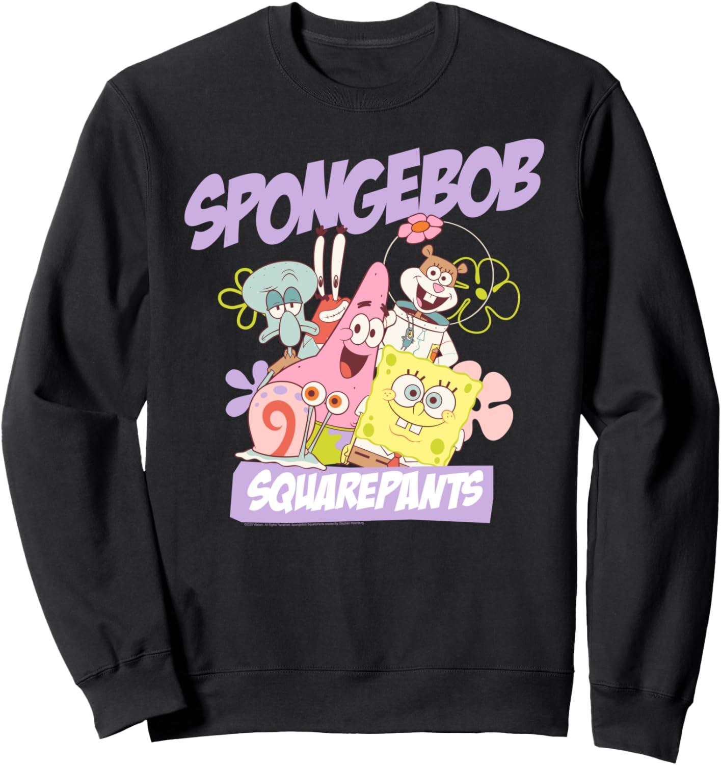 SpongeBob SquarePants Pastel Flowers Group Photo Cartoon Sweatshirt