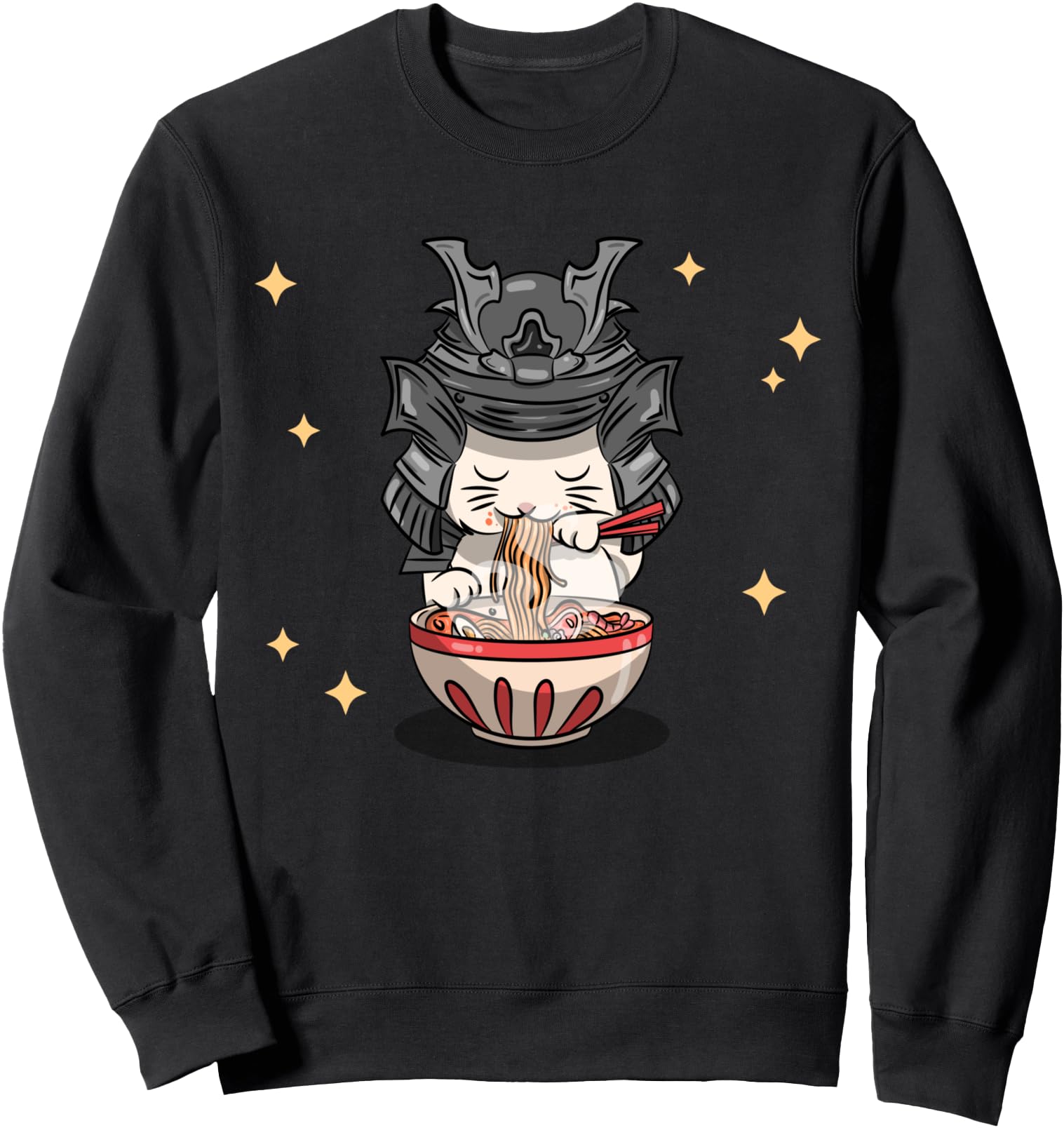 Kawaii Neko Ramen Bowl Samurai Cat Japanese Noodles Anime Sweatshirt