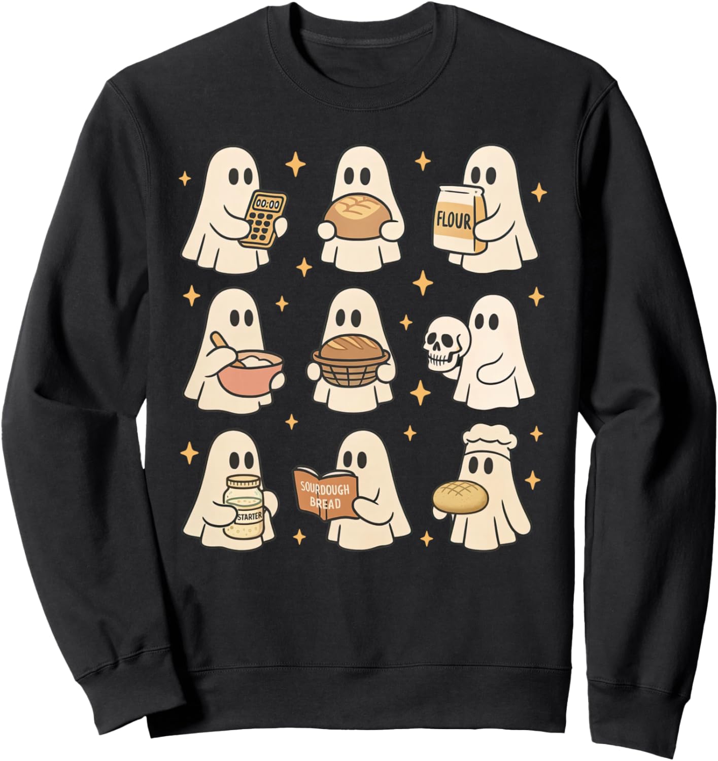 Sourdough Bread Halloween Cute Ghost Homemaker Baking Baker Sweatshirt