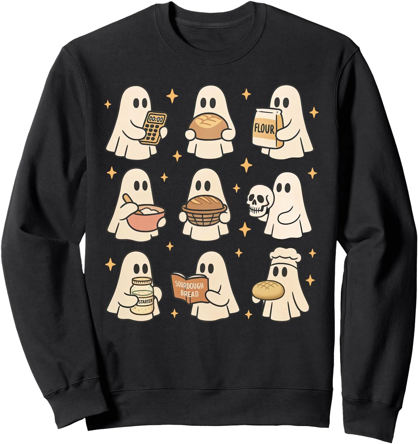 Sourdough Bread Halloween Cute Ghost Homemaker Baking Baker Sweatshirt