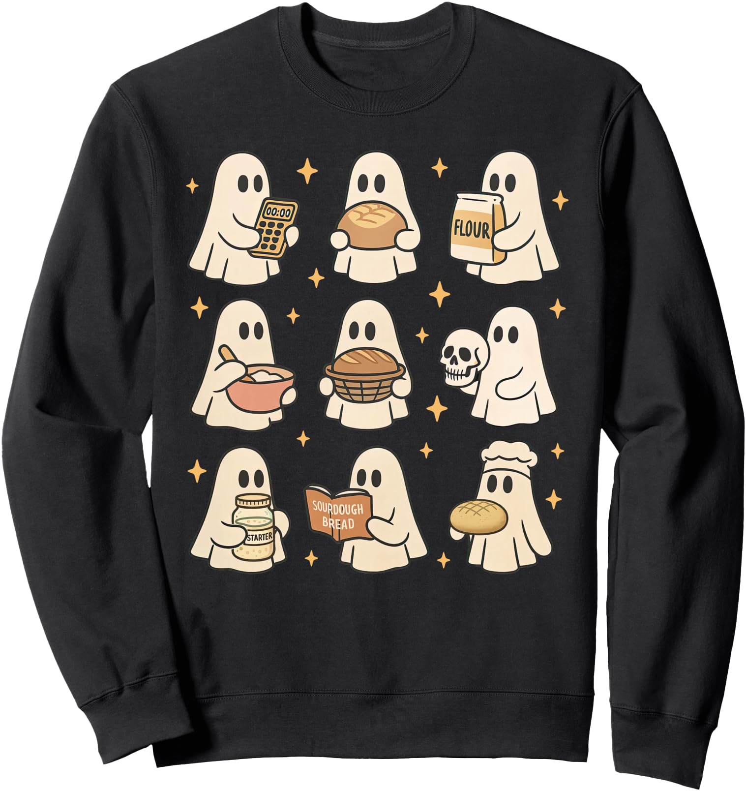 Sourdough Bread Halloween Cute Ghost Homemaker Baking Baker Sweatshirt