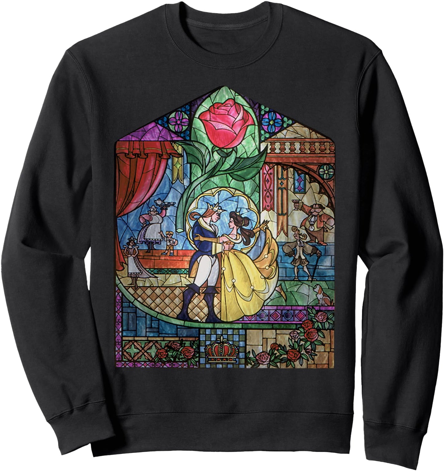 Disney Beauty & The Beast Stained Glass Rose Sweatshirt Sweatshirt