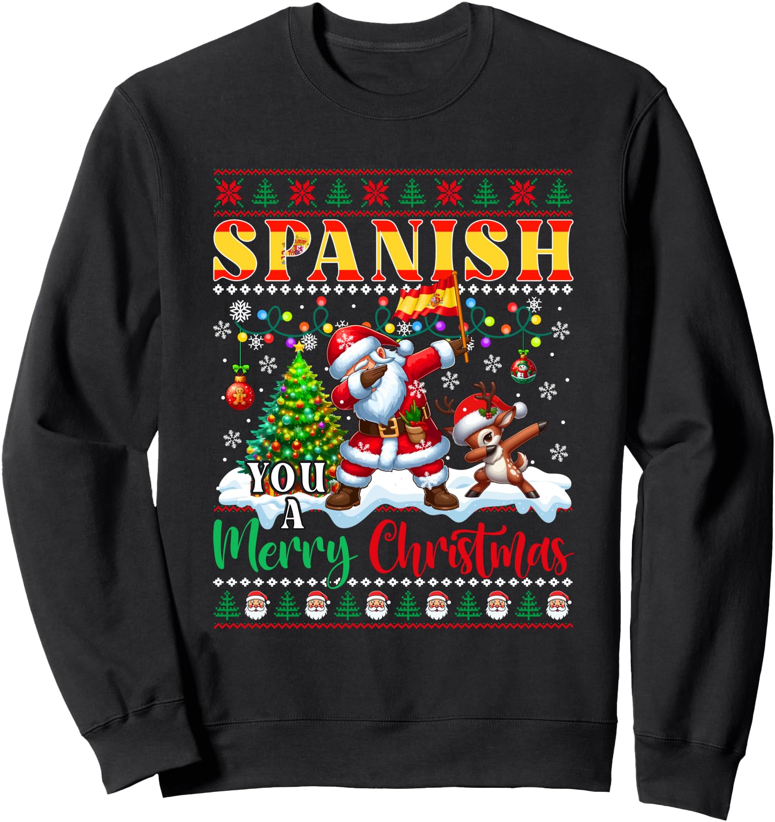 Spanish Proud Merry Christmas Santa Spanish Flag Sweater Sweatshirt