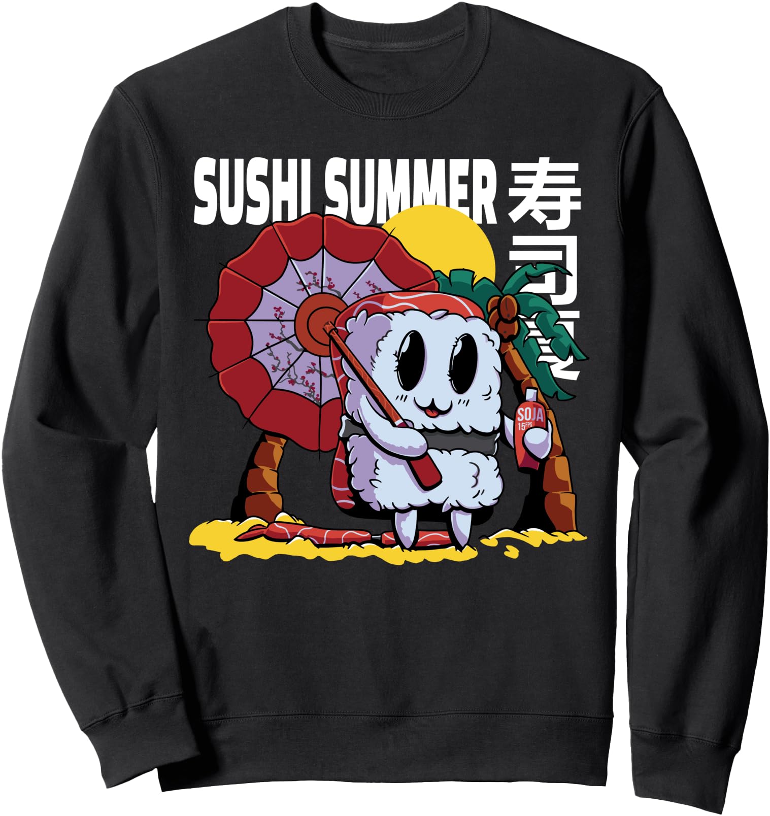 Sushi Summer Kawaii Beach Japanese Sushi Umbrella Anime Sweatshirt
