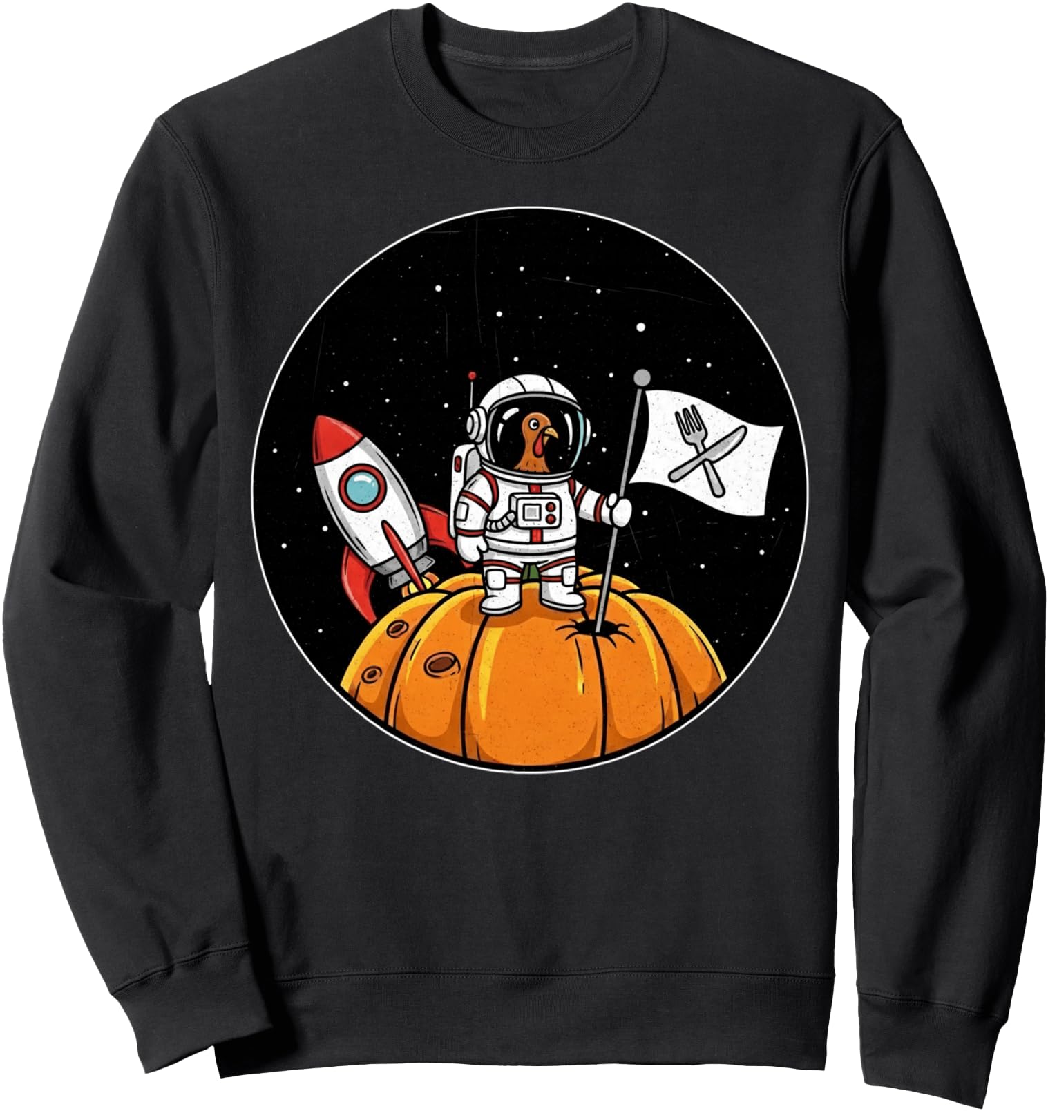 Astronaut Turkey Space Pumpkin Boys Thanksgiving Sweatshirt