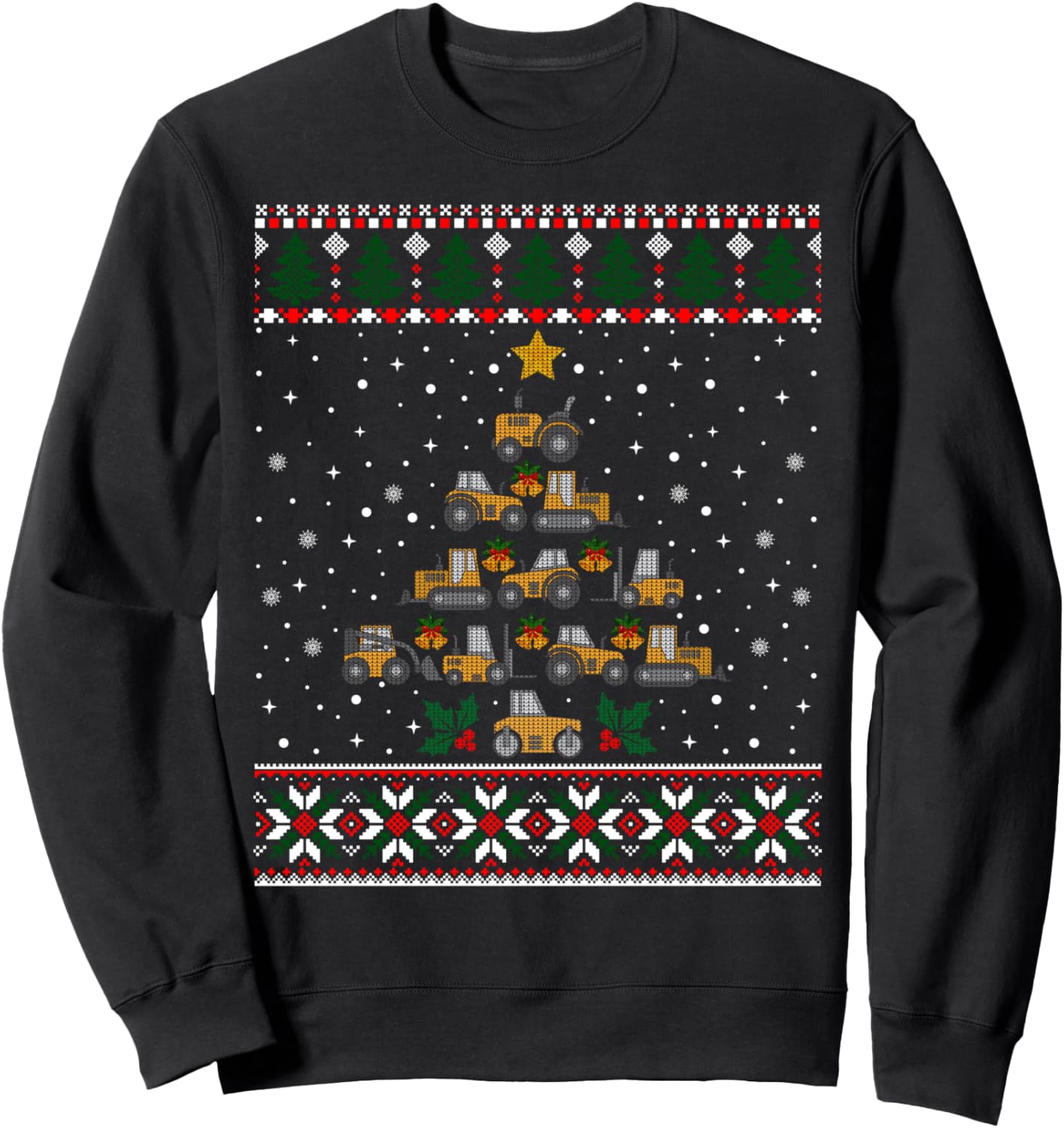 Excavator Christmas Tree Construction Vehicles Ugly Sweater Sweatshirt