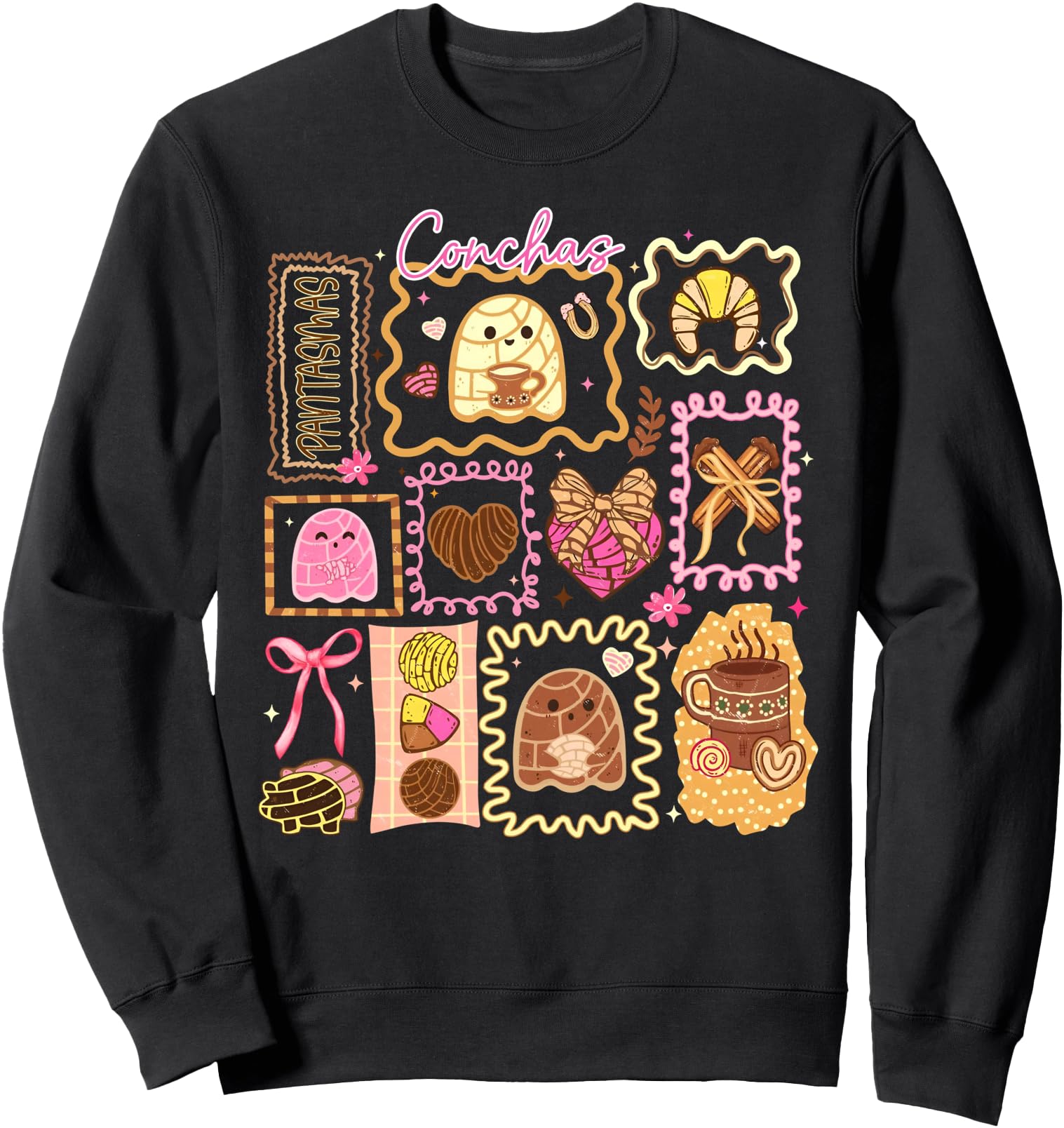 Spooky Conchas Ghost Halloween Mexican Pan Dulce Girly Bow Sweatshirt