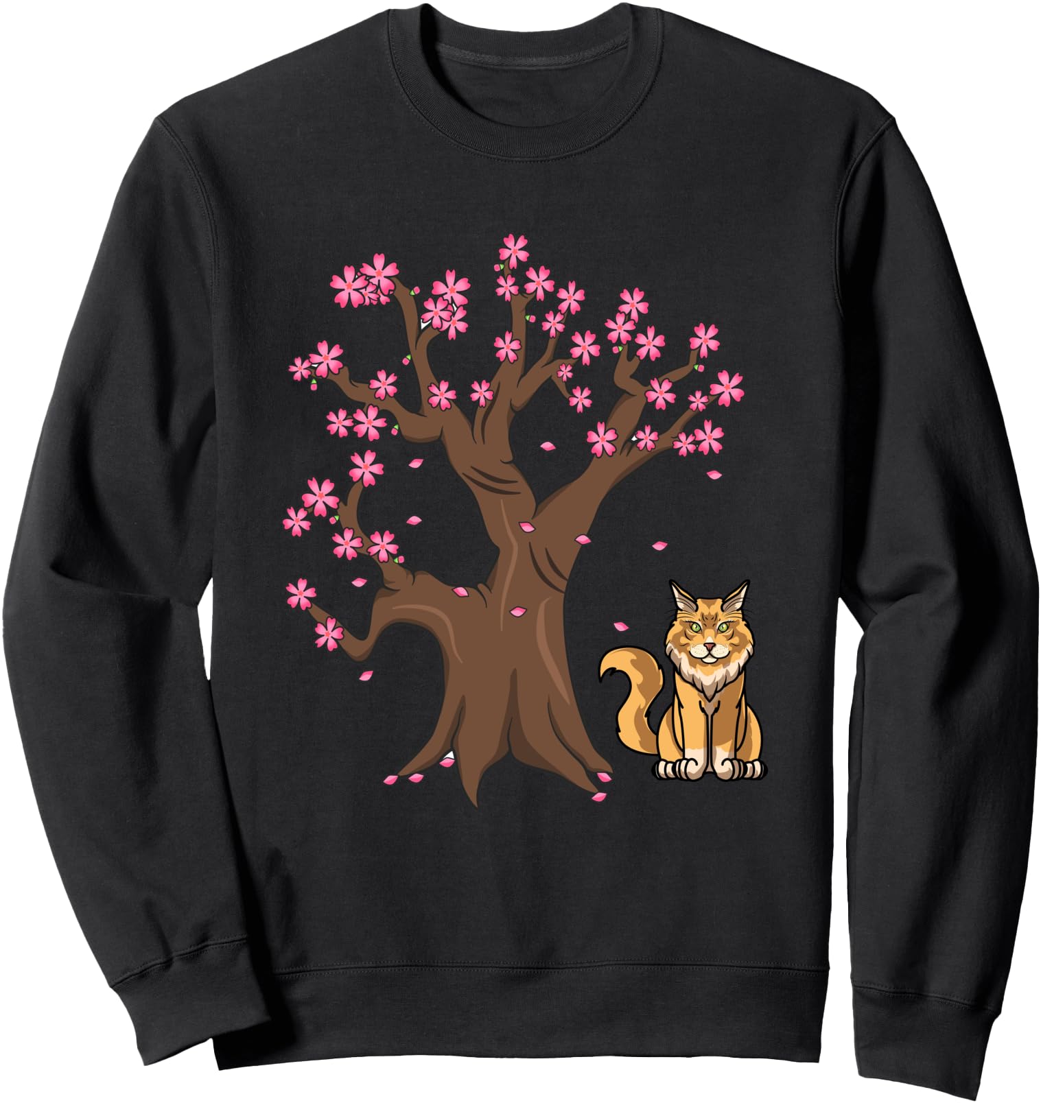 Maine Coon Cat Mom Japanese Cherry Blossom Sweatshirt