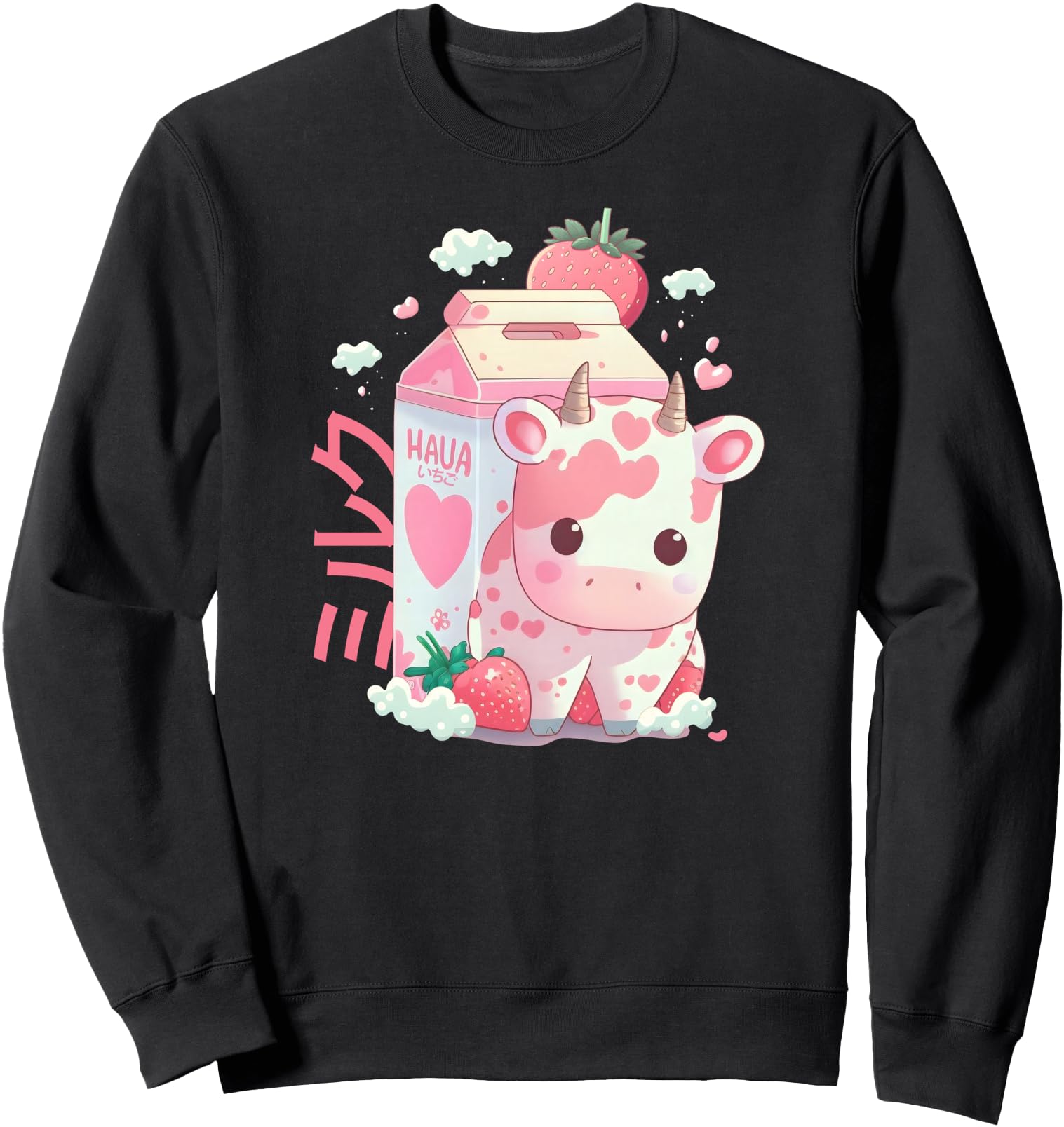 Strawberry Milk Milkshake Cow Carton Cute Kawaii Japanese Sweatshirt