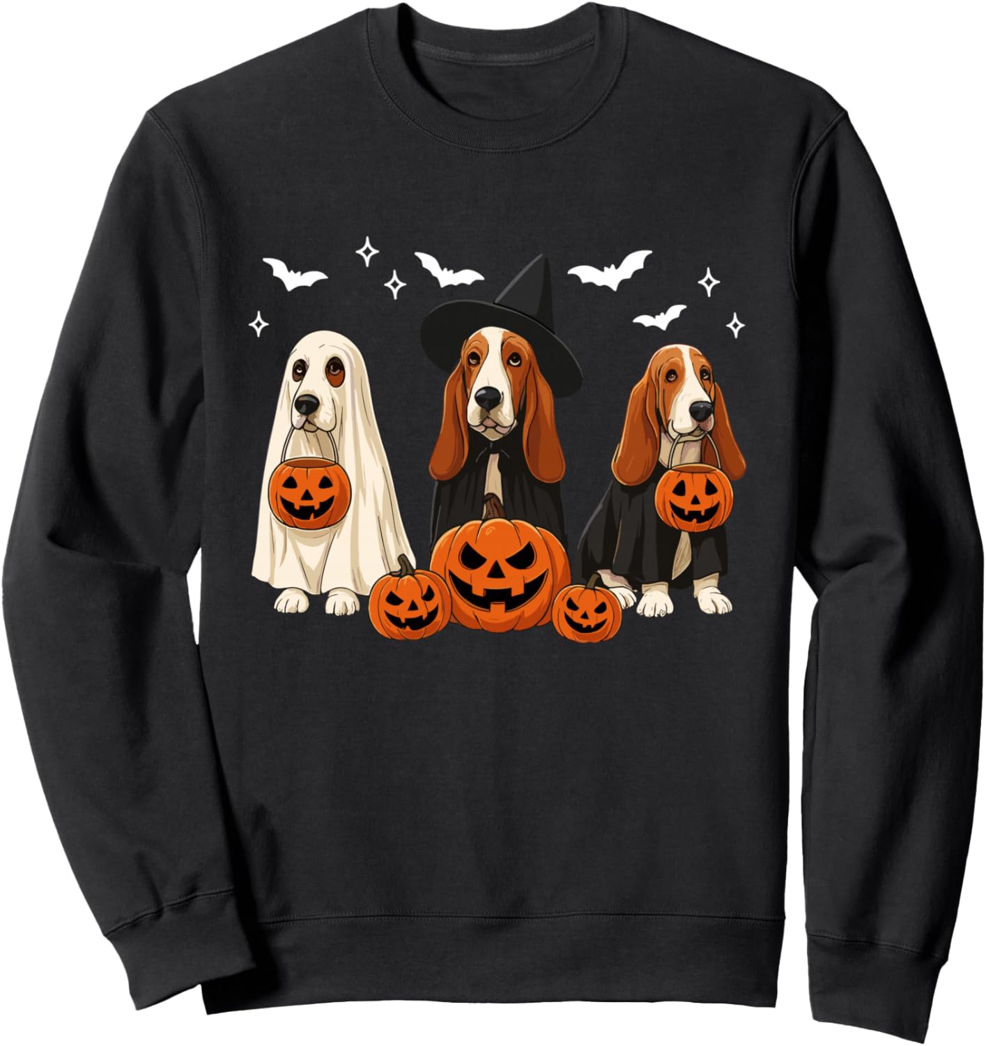 Witch Basset Hound Halloween Basset Hound Ghost Dog Mom Sweatshirt