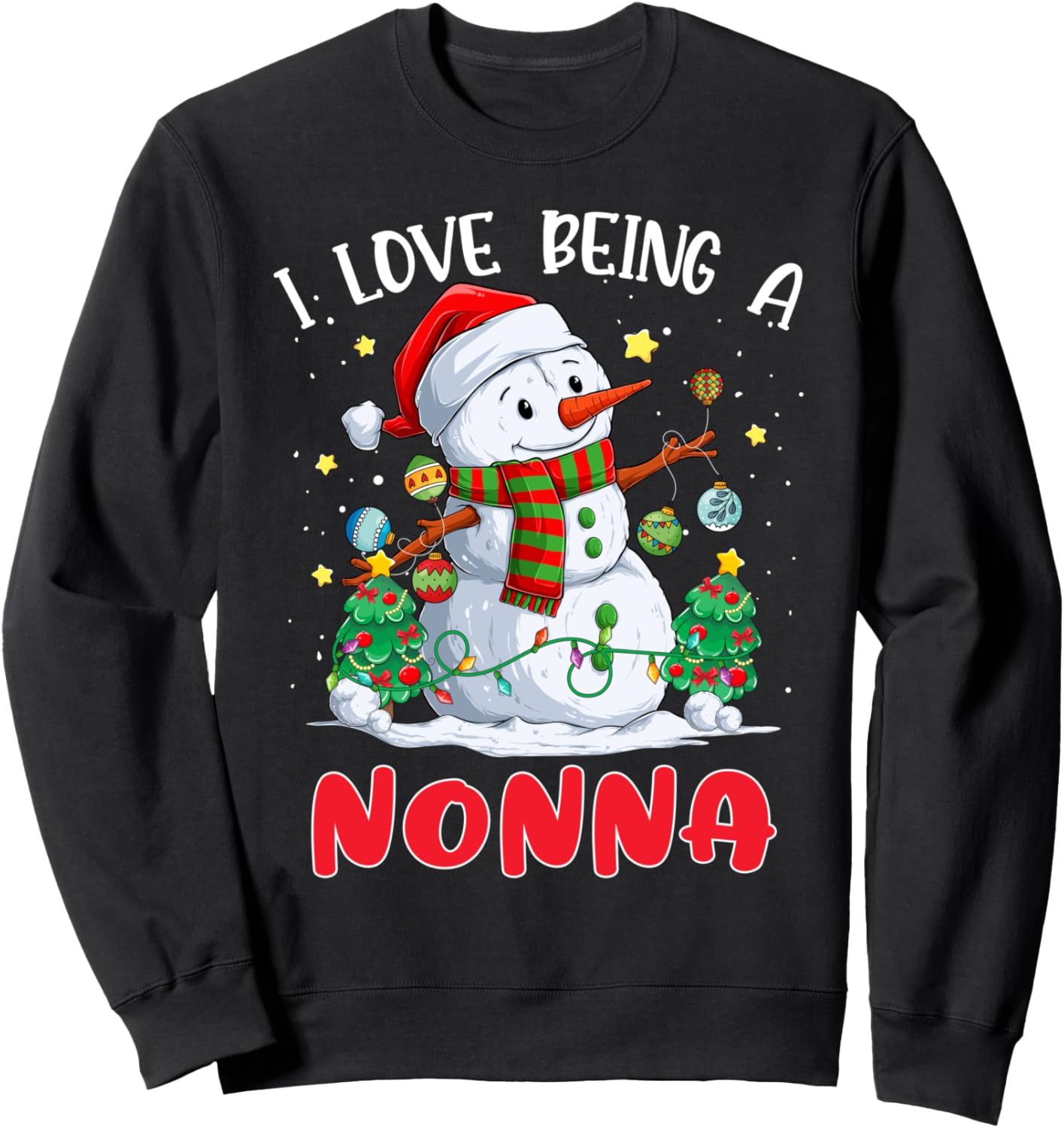 I Love Being A Nonna Snowman Christmas Lights Pajamas Sweatshirt