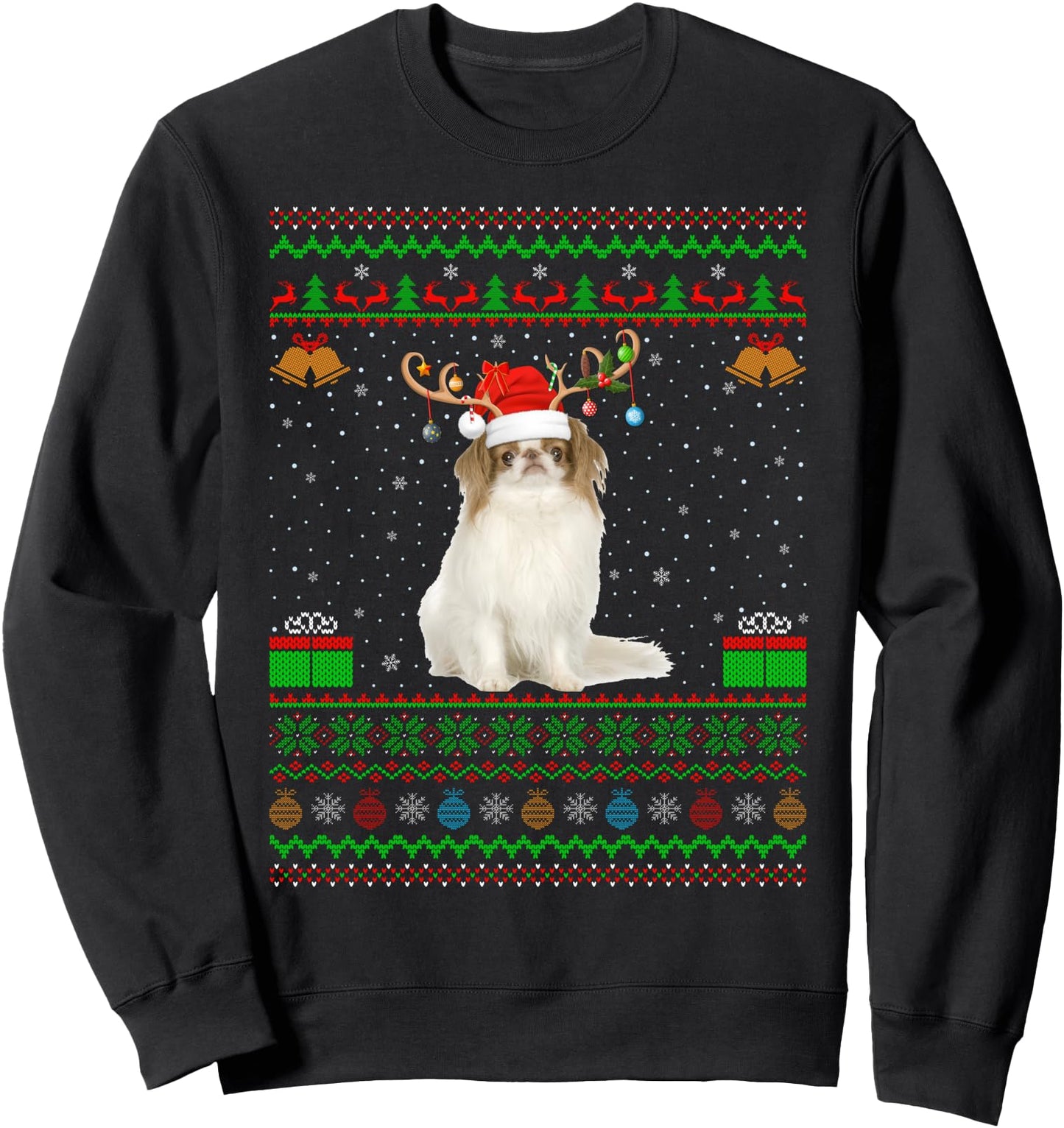 Reindeer Santa Hat Matching Ugly Japanese Chin Christmas Sweatshirt