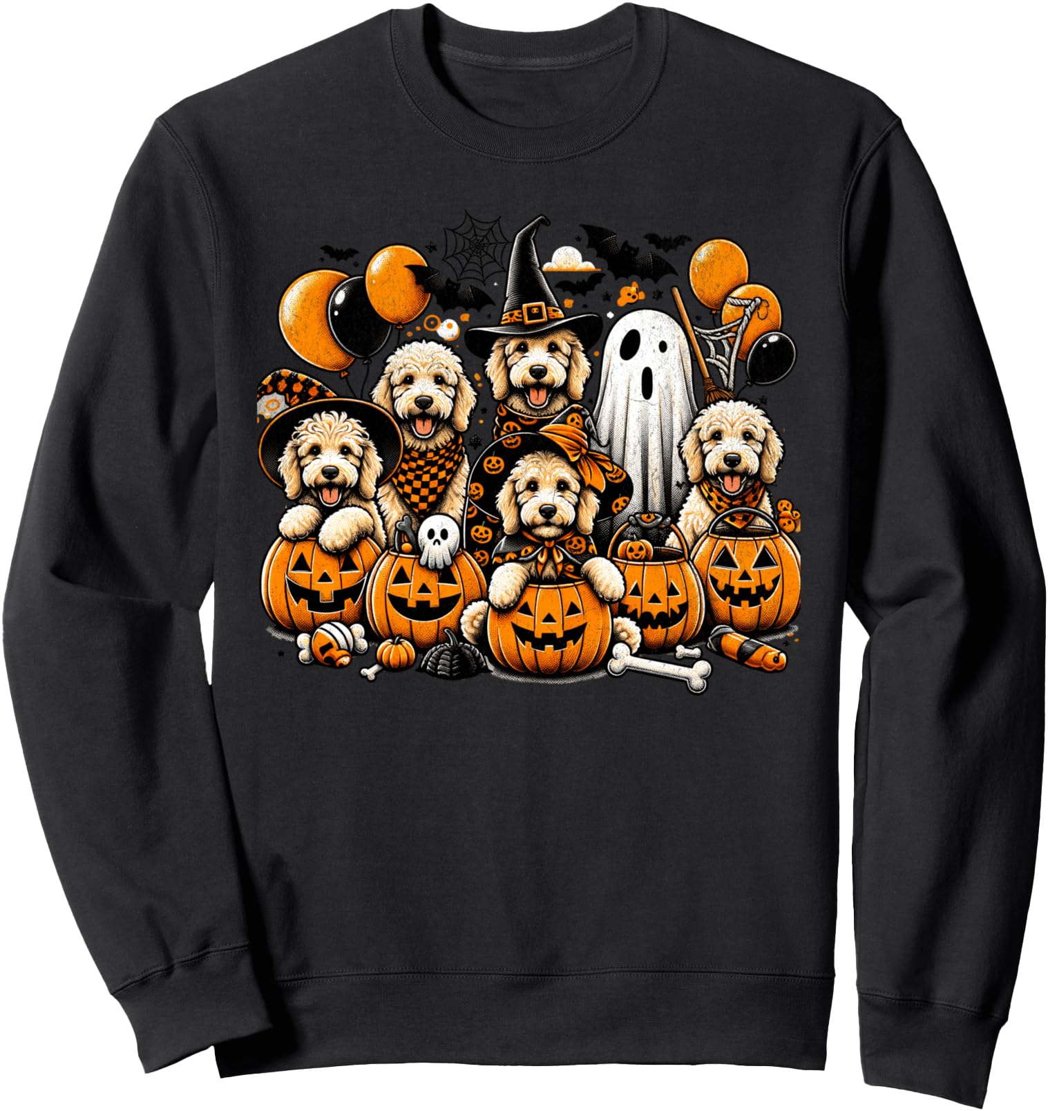 Cute Ghost And Witch Goldendoodle Halloween Doodle Dog Lover Sweatshirt