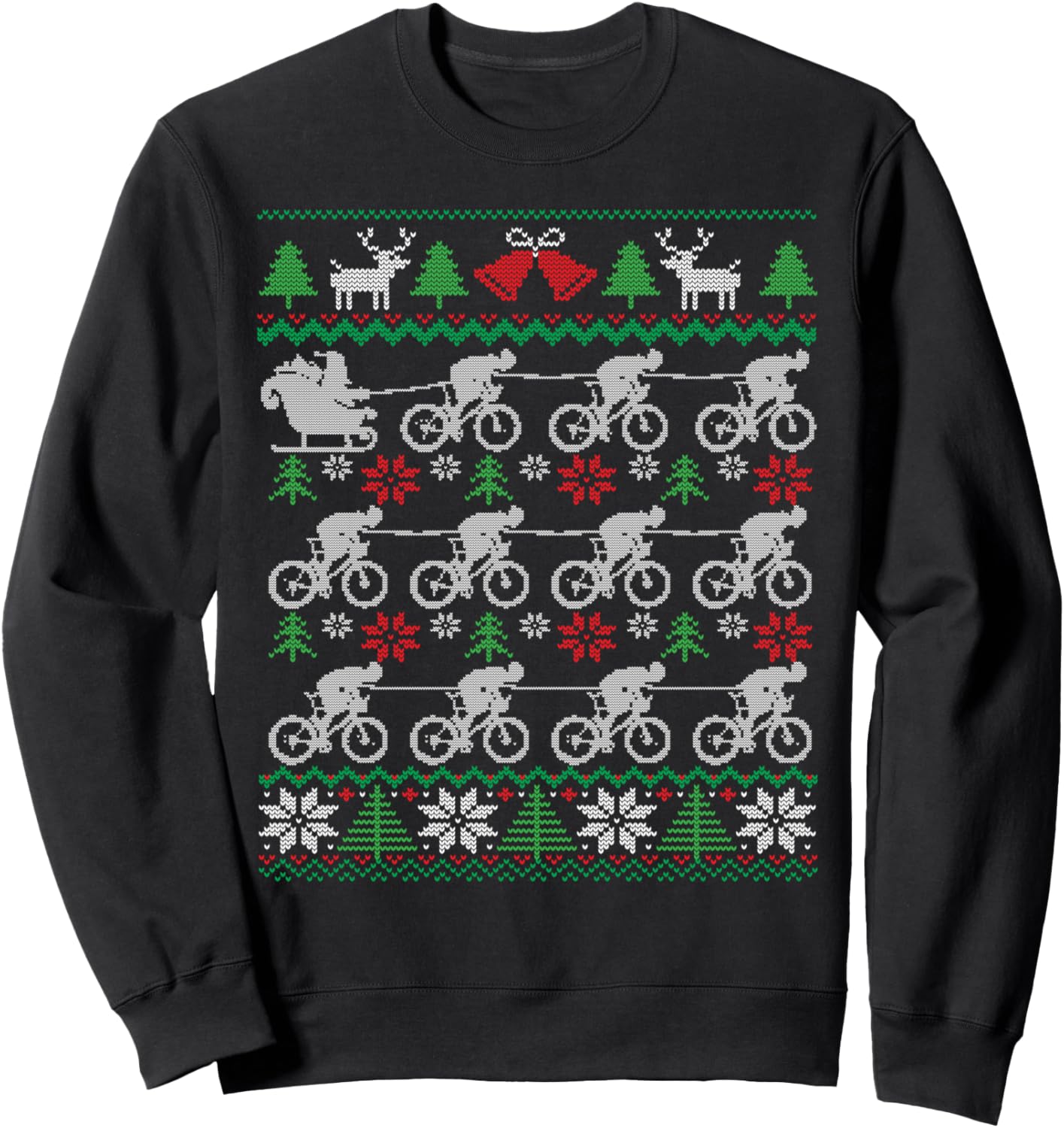 Cyclists & Santa Sleigh Bike Bicycle Cycling Ugly Christmas Sweatshirt