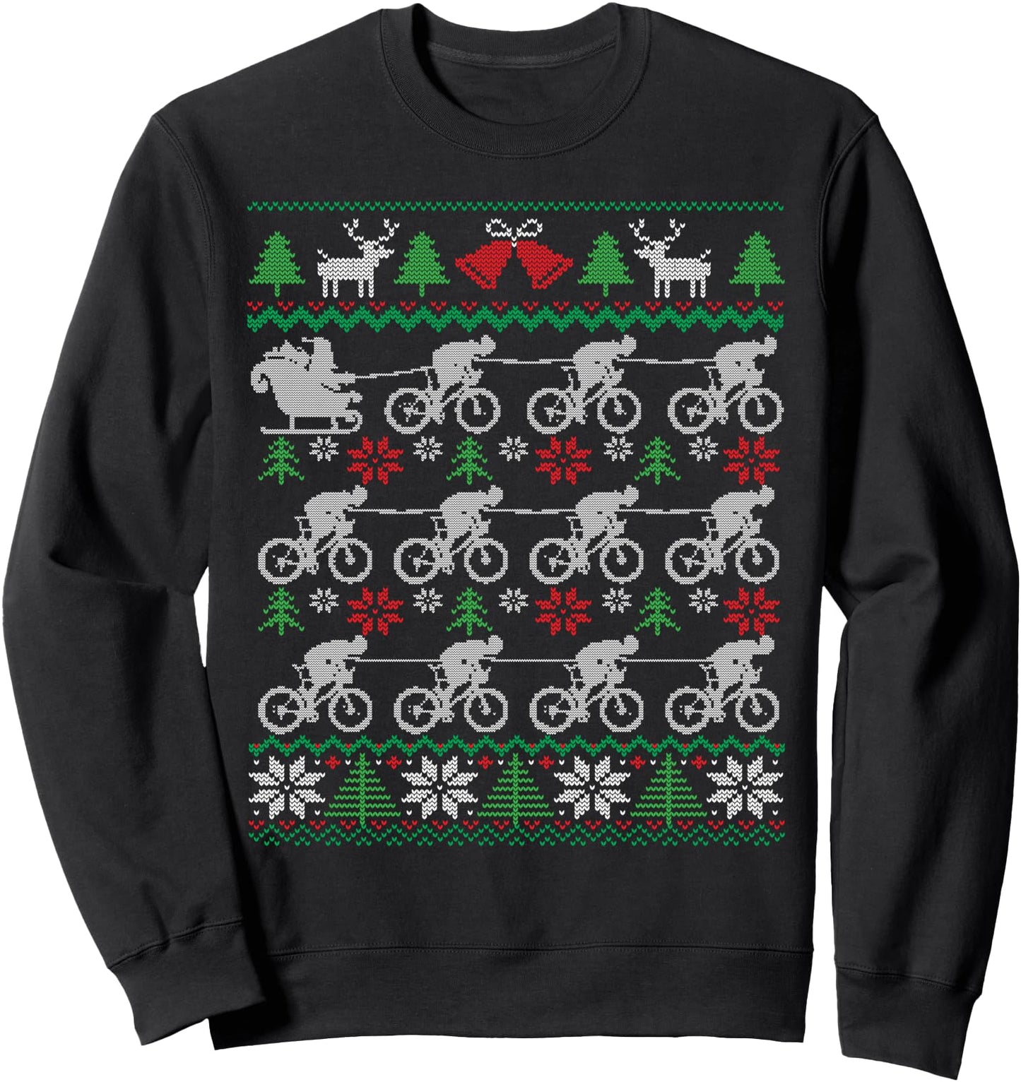 Cyclists & Santa Sleigh Bike Bicycle Cycling Ugly Christmas Sweatshirt