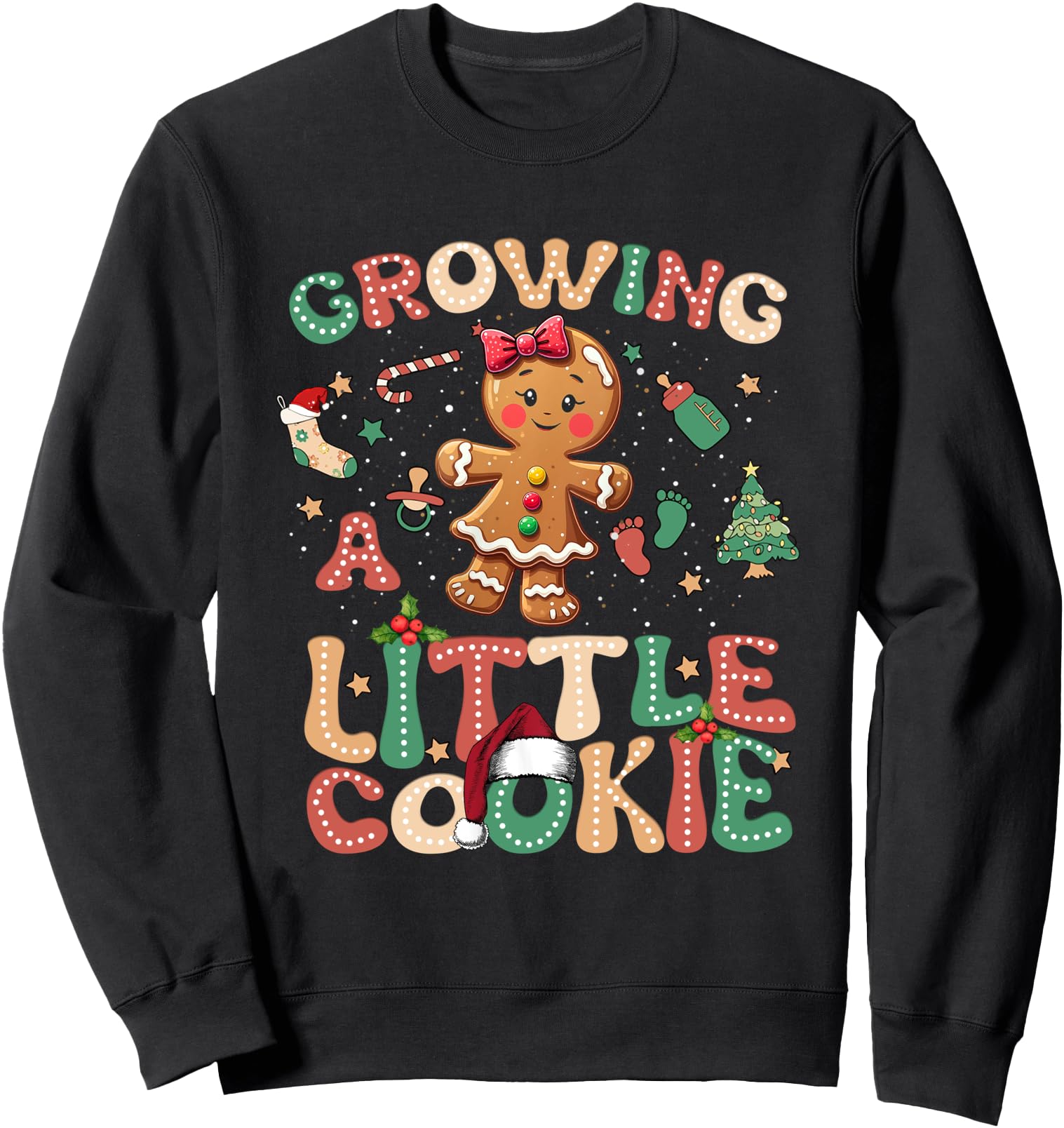 Growing A Little Cookie Christmas Pregnancy Announcement Sweatshirt