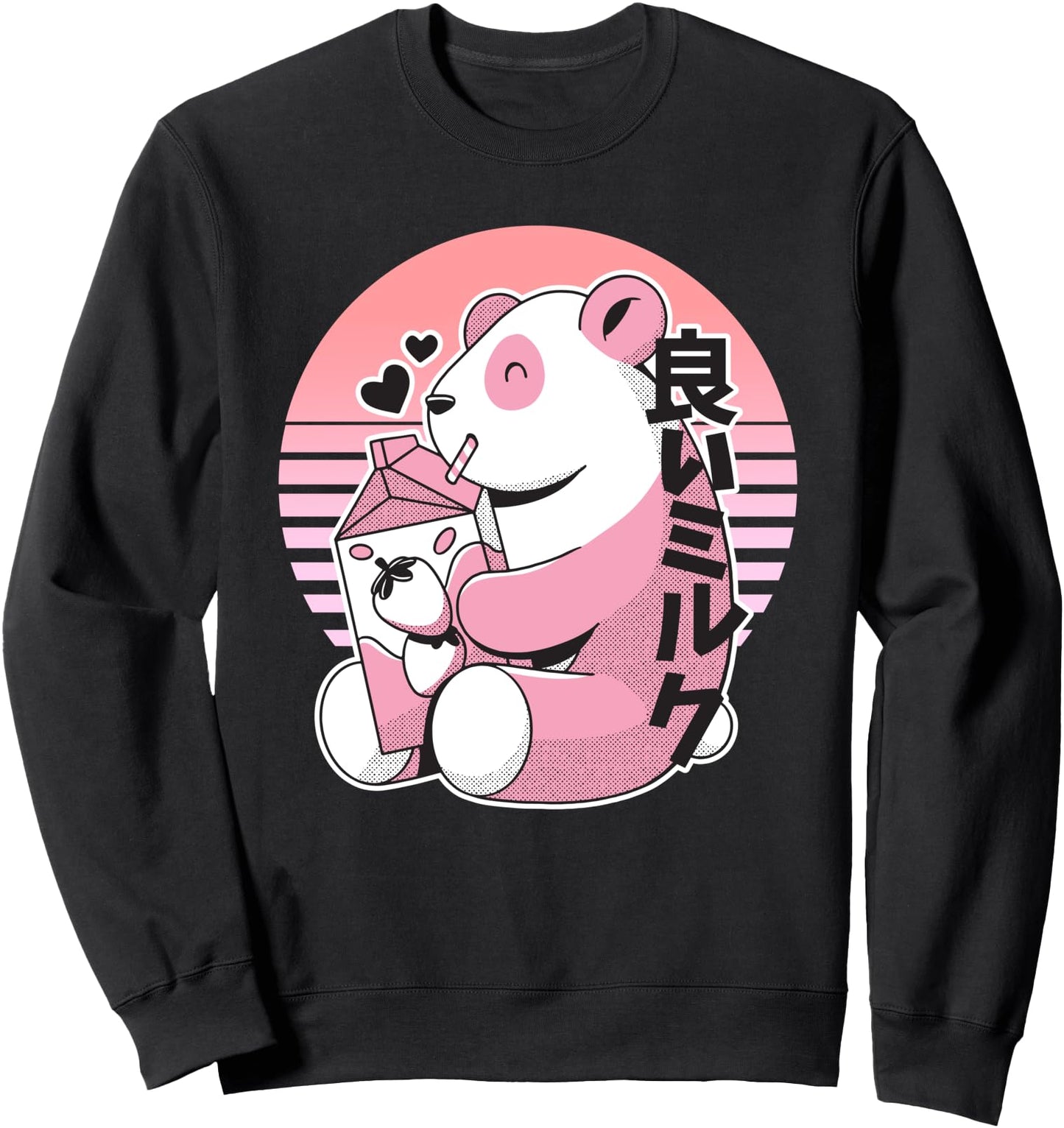 Cute Panda Drinking Strawberry Milk Japanese Style Sweatshirt