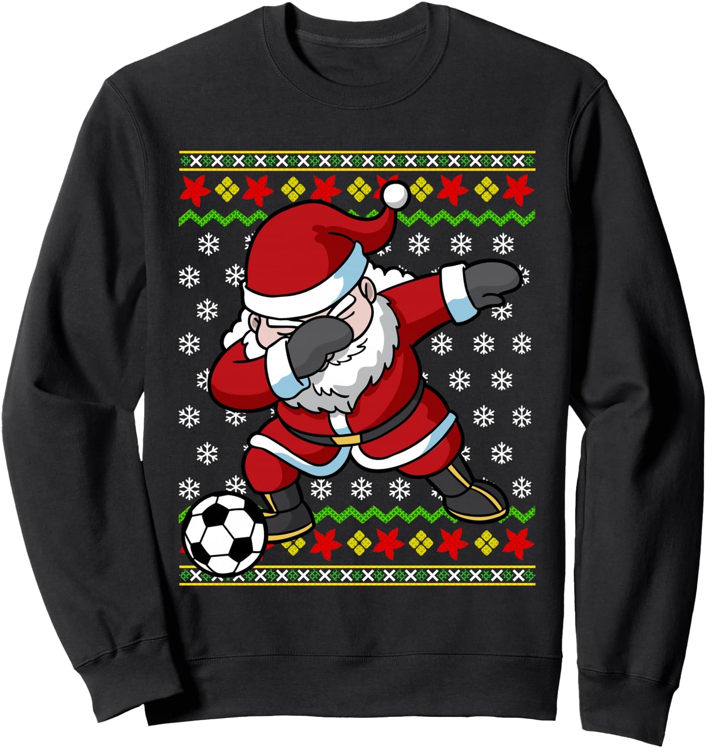 Santa Claus Soccer Dabbing Ugly Christmas Boys Youth Sweatshirt
