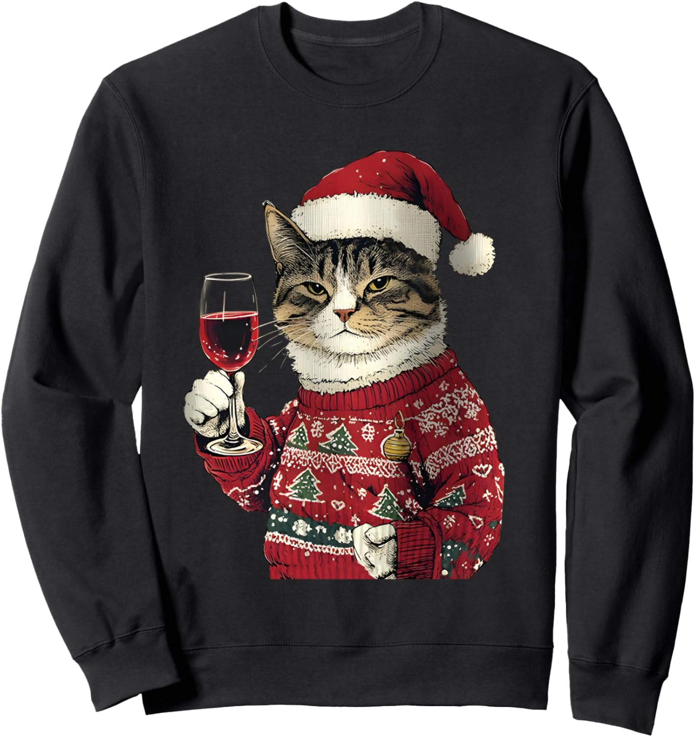 cat toast celebrate christmas art print Sweatshirt