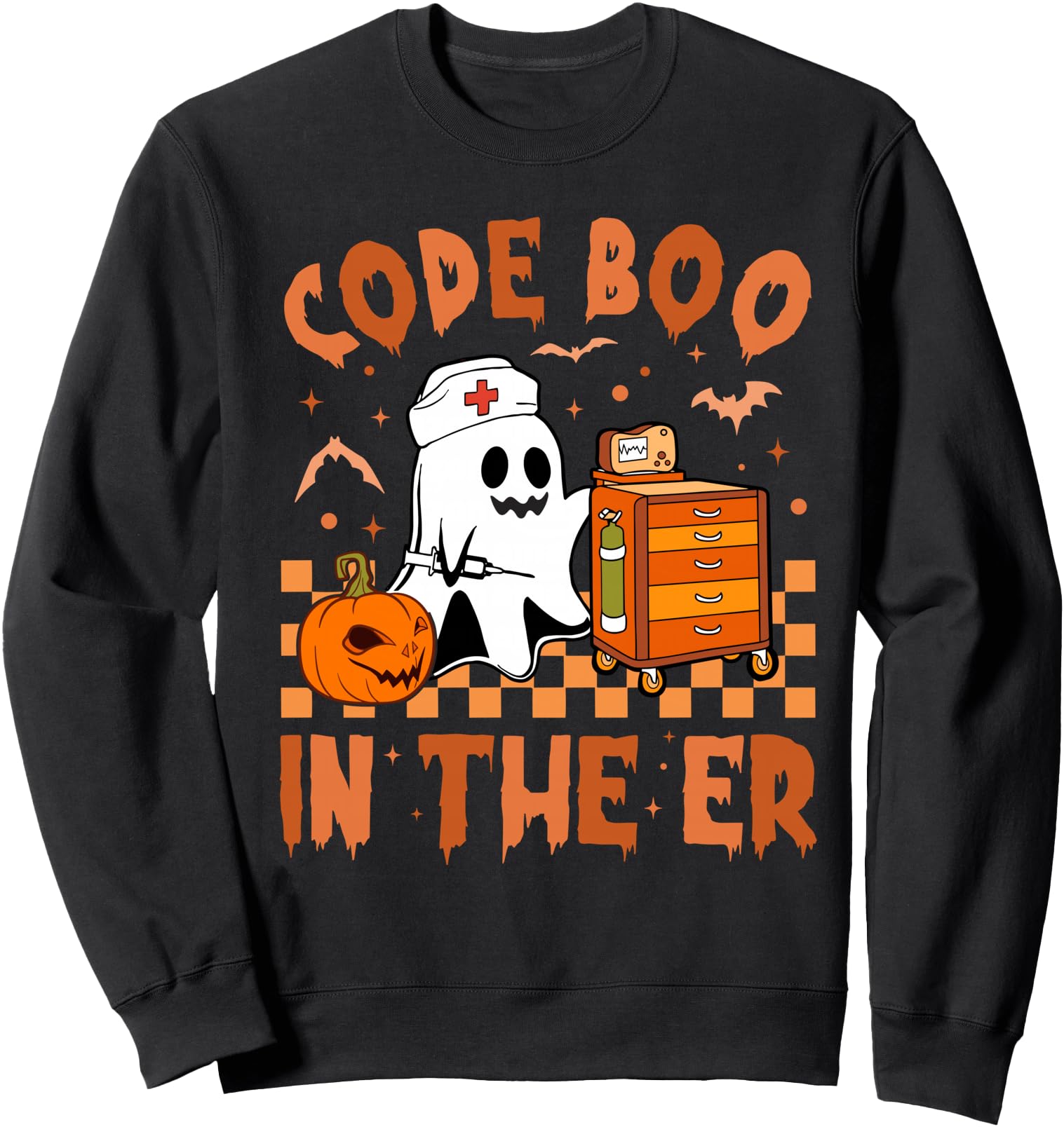 Code Boo In The ER Nurse Halloween Ghost Nurse Emergency Sweatshirt