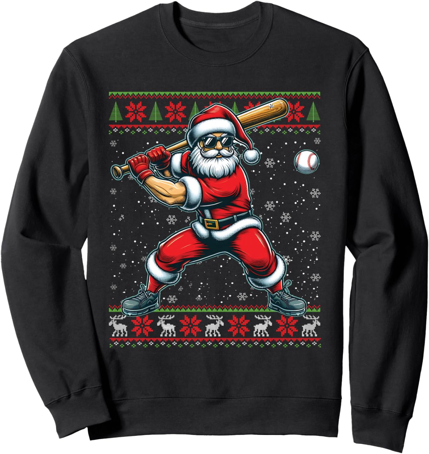 Santa Claus Playing Baseball Ugly Christmas Sweater Sweatshirt