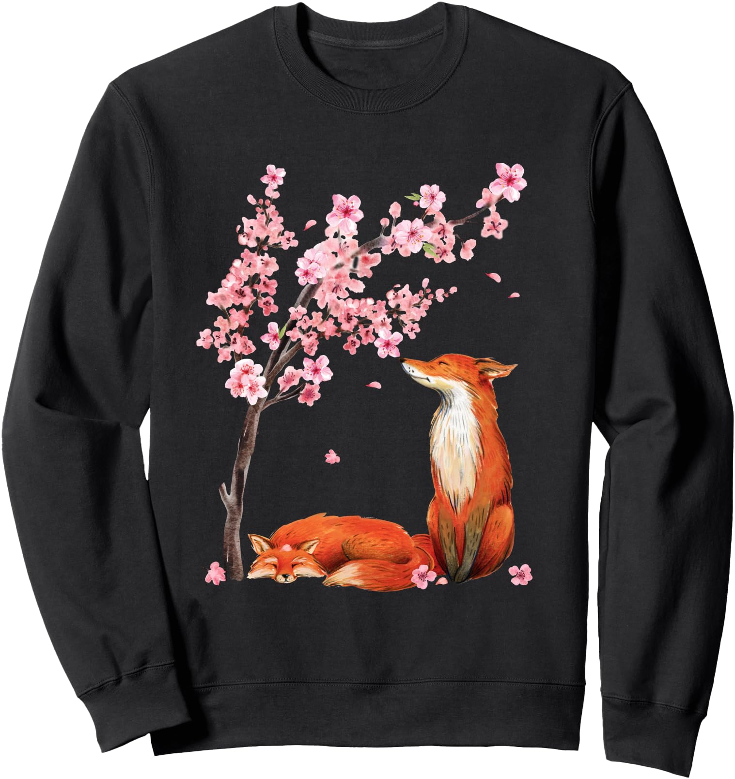 Japanese Fox Cherry Blossom Flower Sakura Tree Vintage Sweatshirt