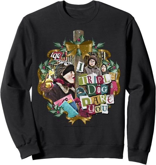 A Christmas Story I Triple Dog Dare You Collage Wreath Sweatshirt