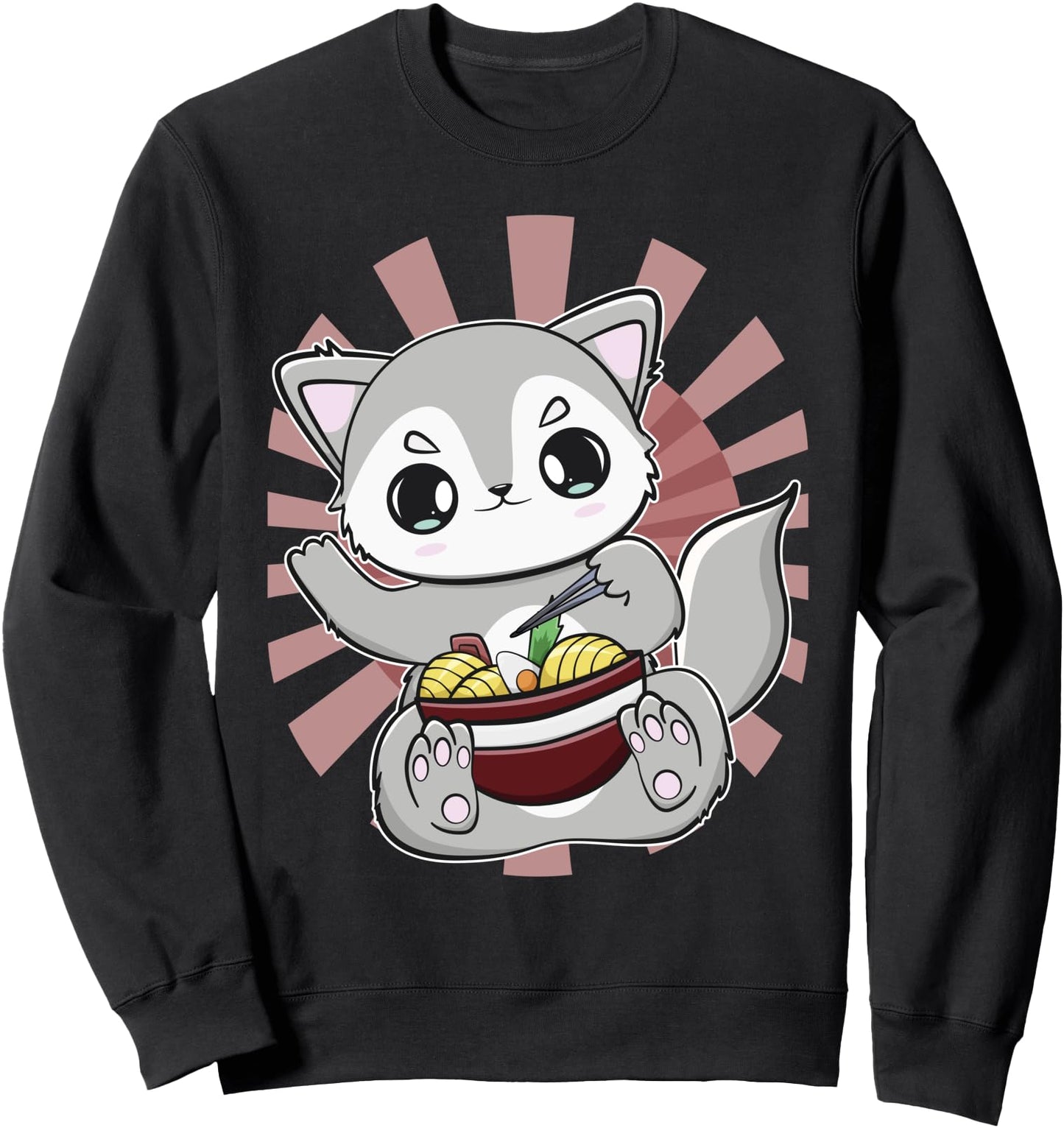 Cute Wolf Ramen And Japanese Noodles Sweatshirt