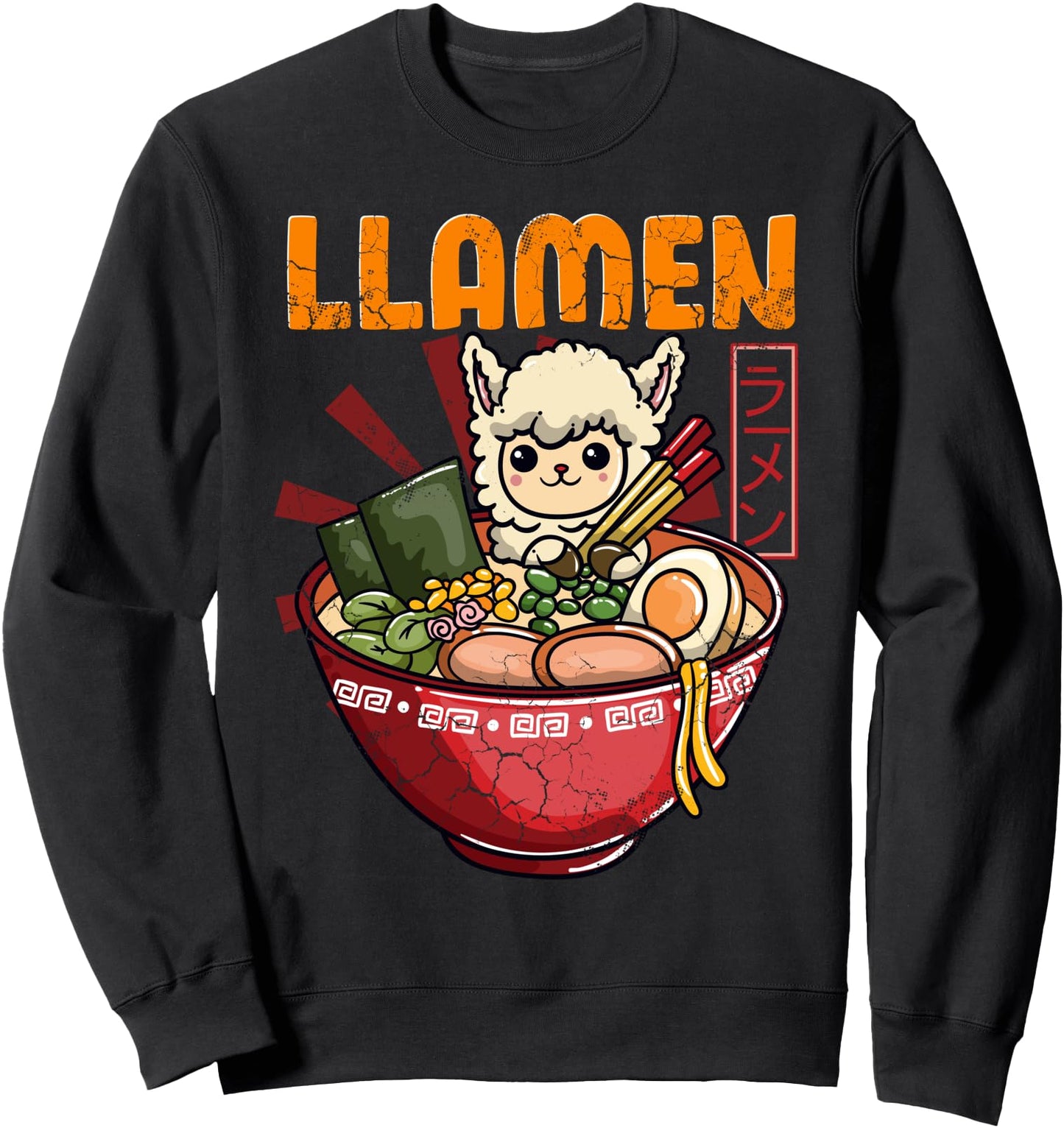 Llama Ramen Funny Humor Kawaii Anime Japanese Noodles Women Sweatshirt