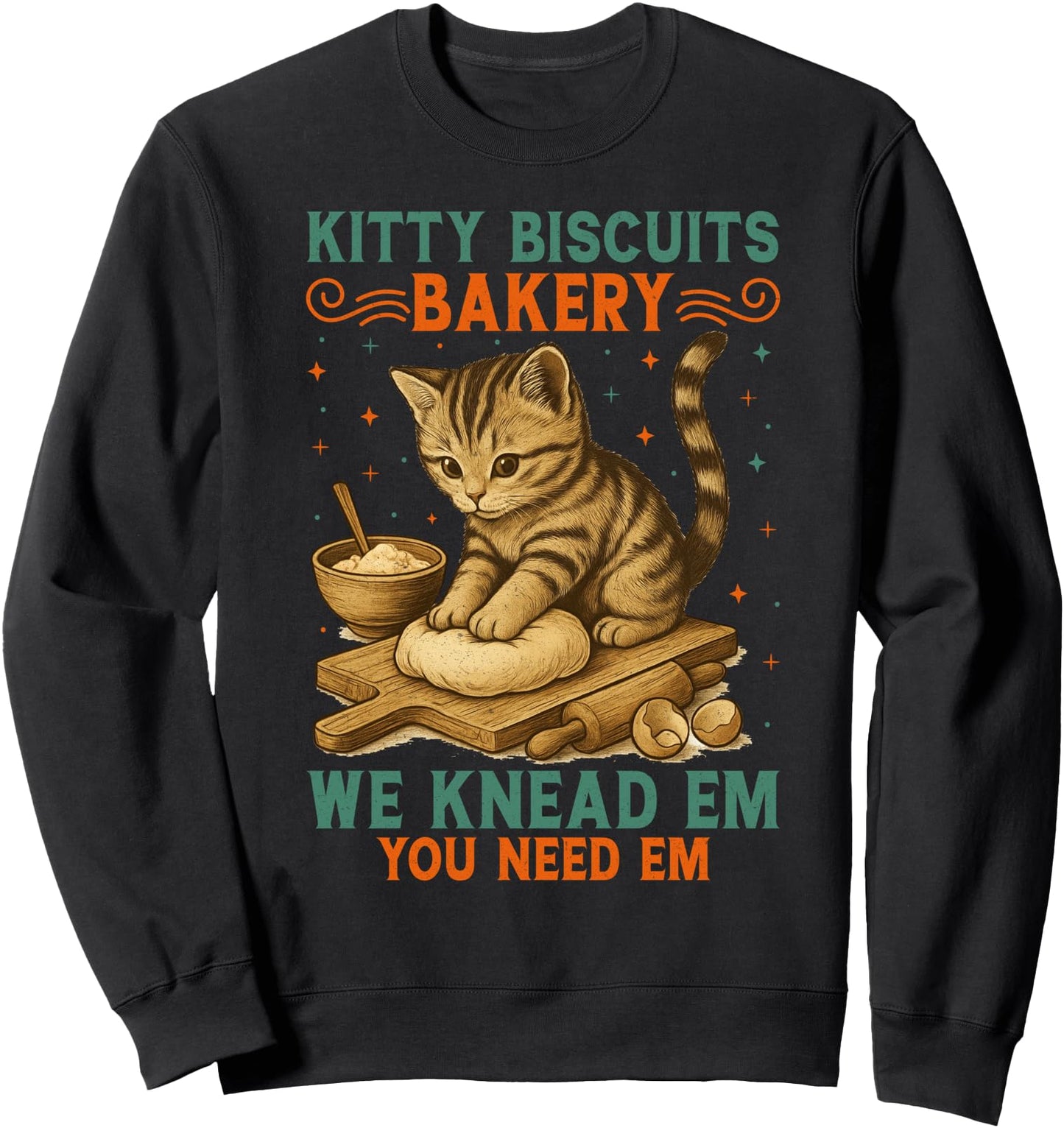 Kitty Biscuits Kneading Cat Bakery Kawaii Chef Cat Lover Sweatshirt