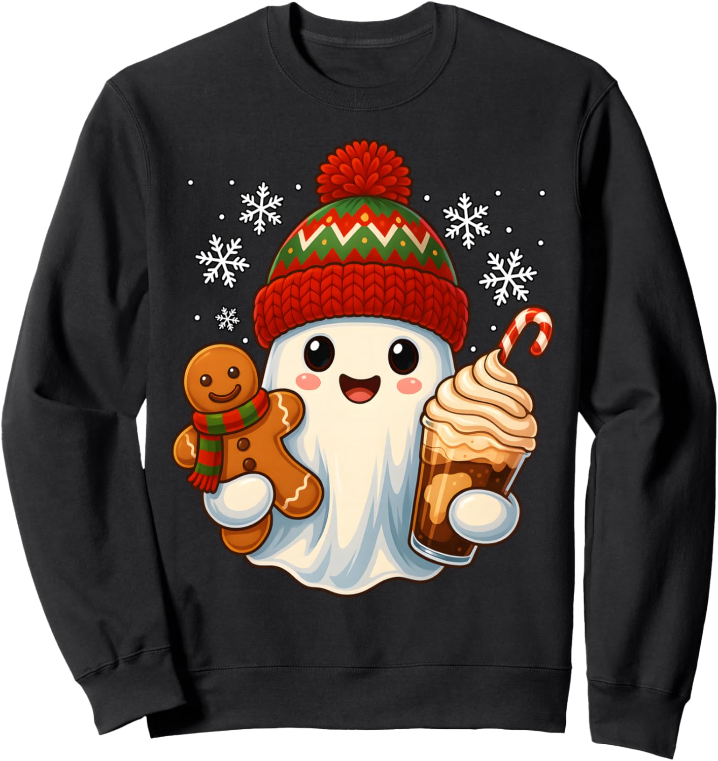Cute Christmas Ghost Gingerbread Coffee Holiday Winter Sweatshirt