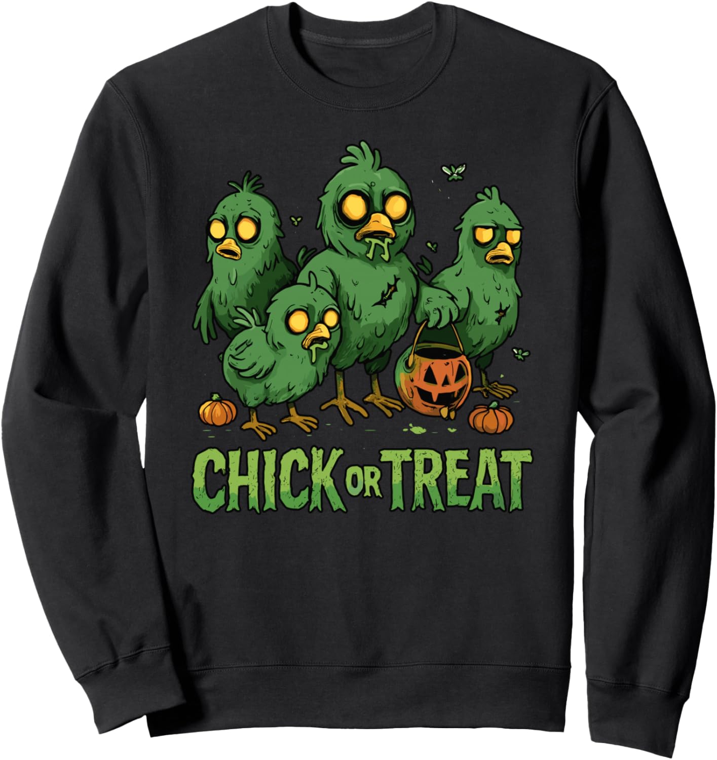 Chick or Treat Zombie Chicken Halloween Sweatshirt