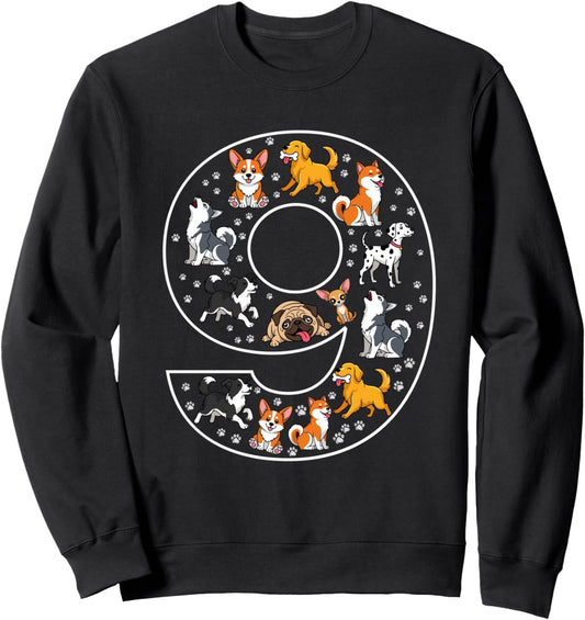 9th Birthday 9 Year Old Dogs Boys Girls Puppy Sweatshirt