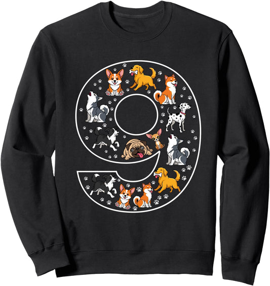 9th Birthday 9 Year Old Dogs Boys Girls Puppy Sweatshirt